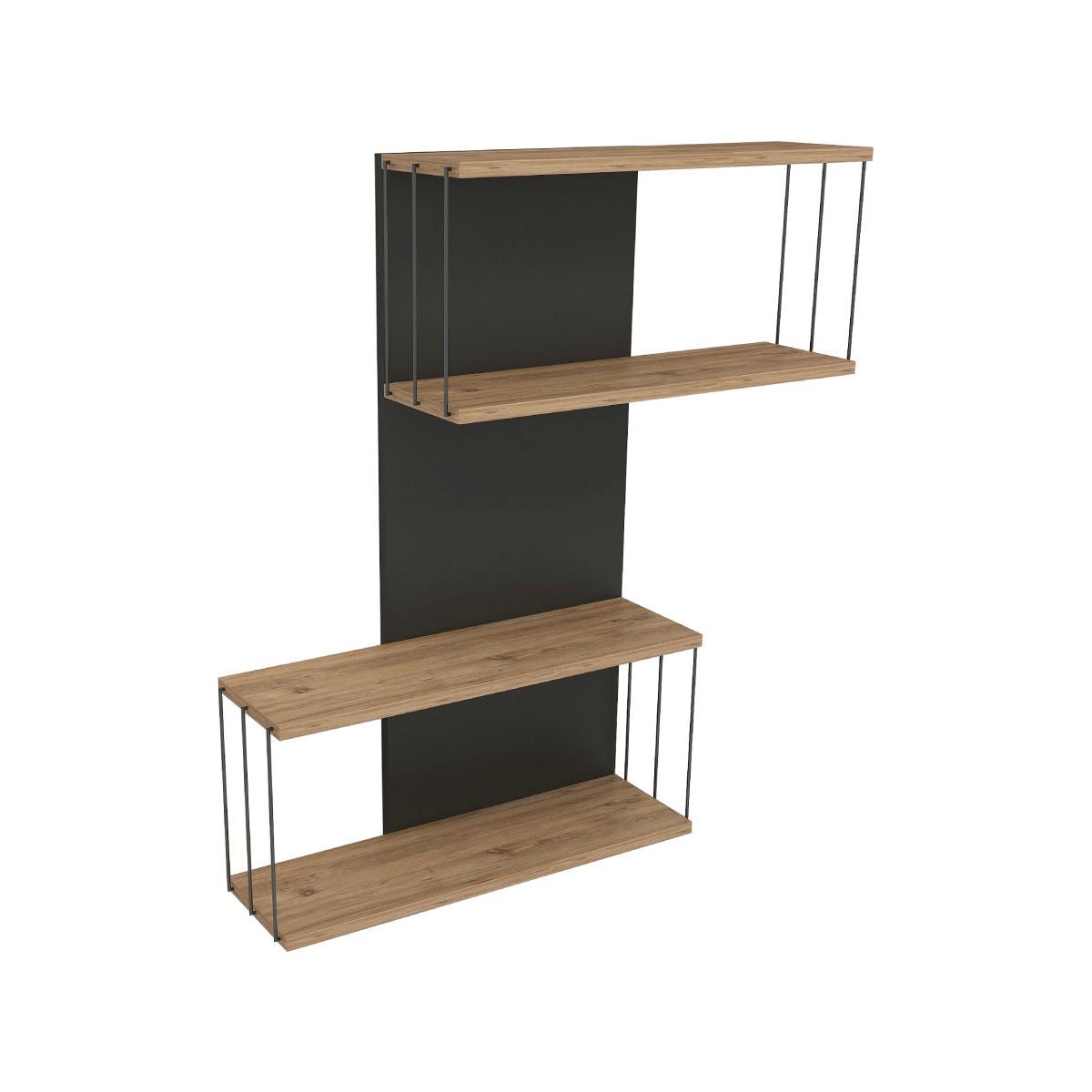 Raft de carti Destan, pin/antracit, pal melaminat, 65x19x96 cm