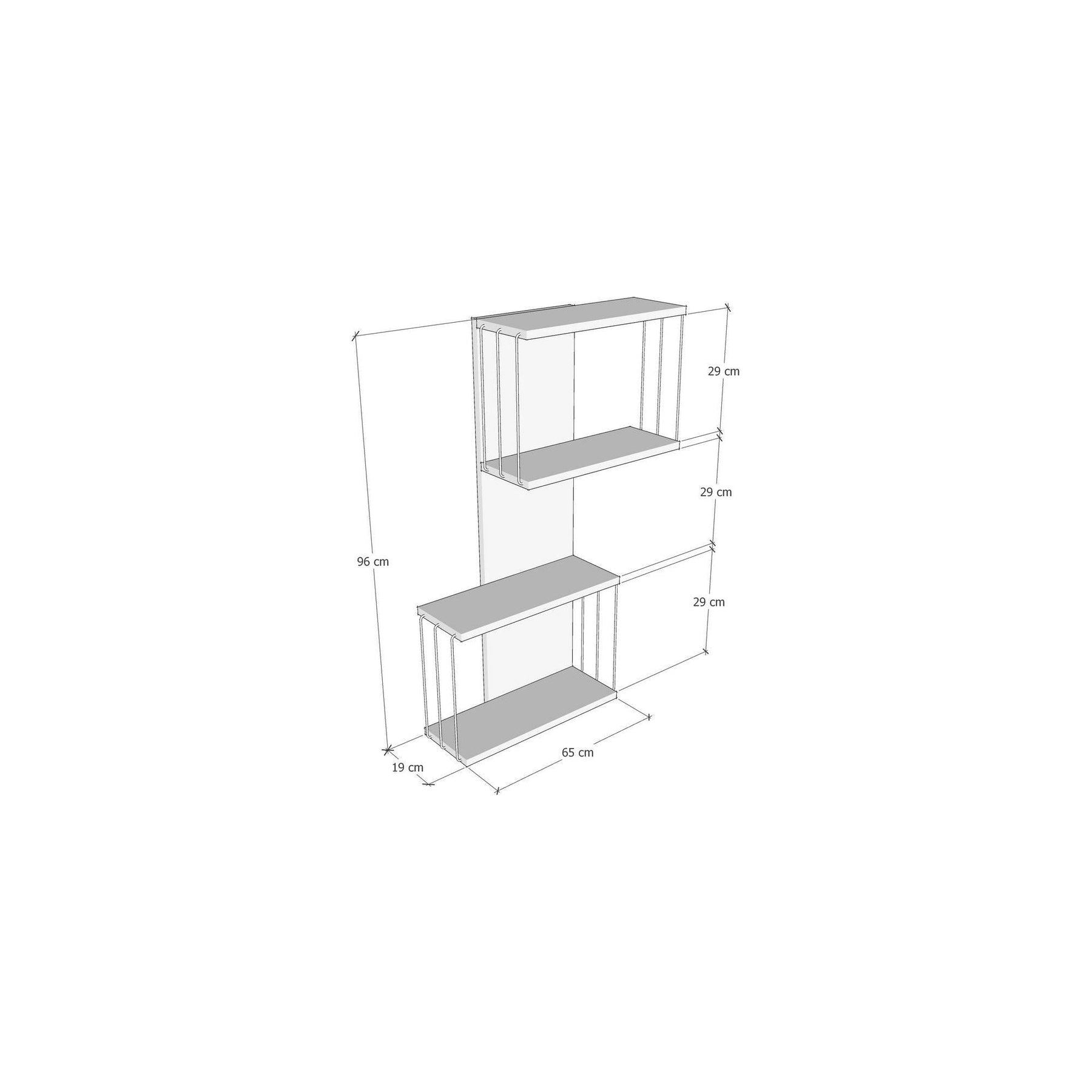 Raft de carti Destan, pin/antracit, pal melaminat, 65x19x96 cm