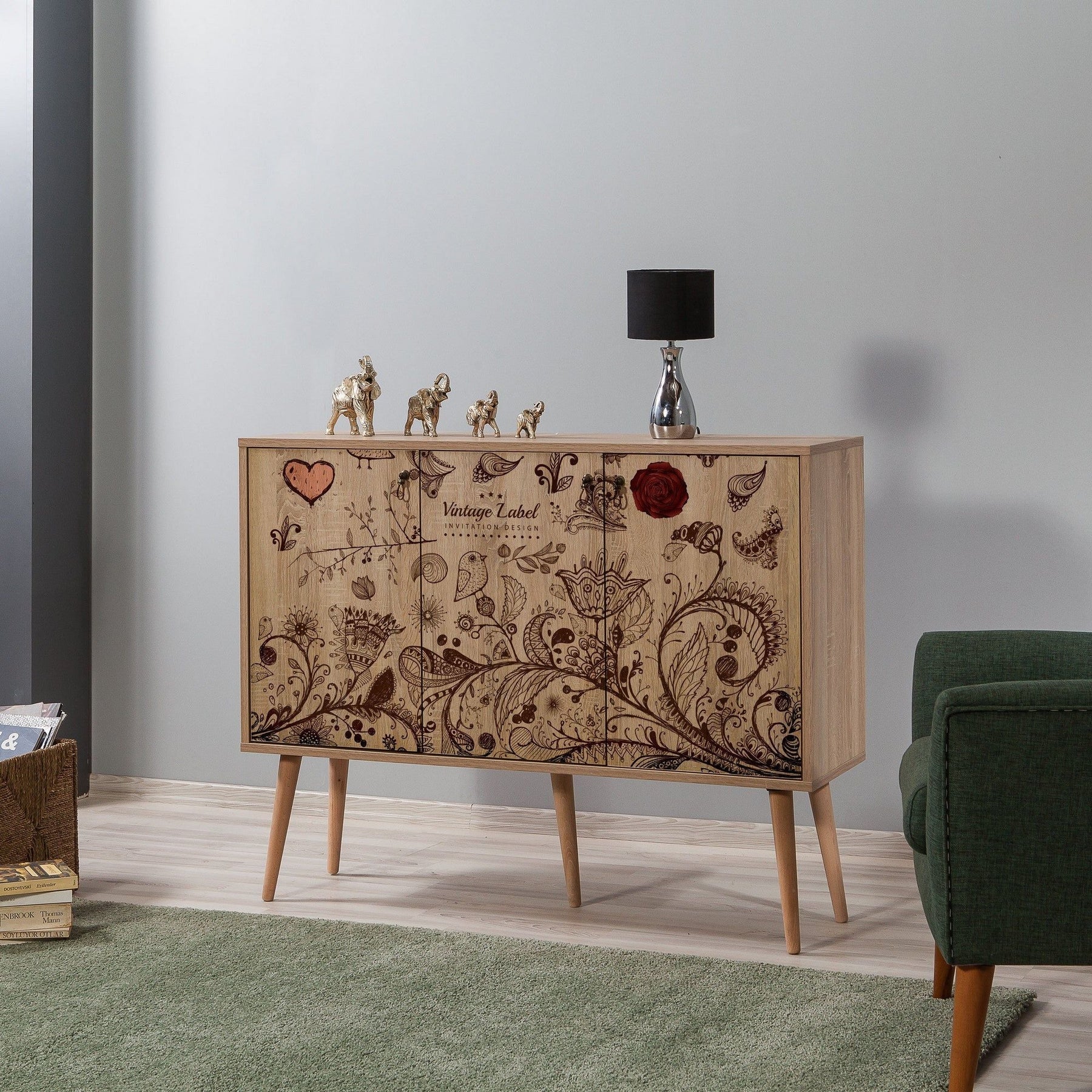 Comoda MEGA-731, 100% PAL melaminat, stejar sonoma, 120x90x36 cm