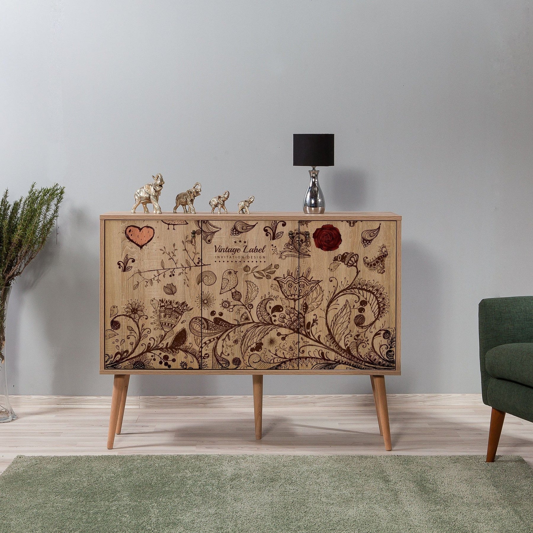 Comoda MEGA-731, 100% PAL melaminat, stejar sonoma, 120x90x36 cm