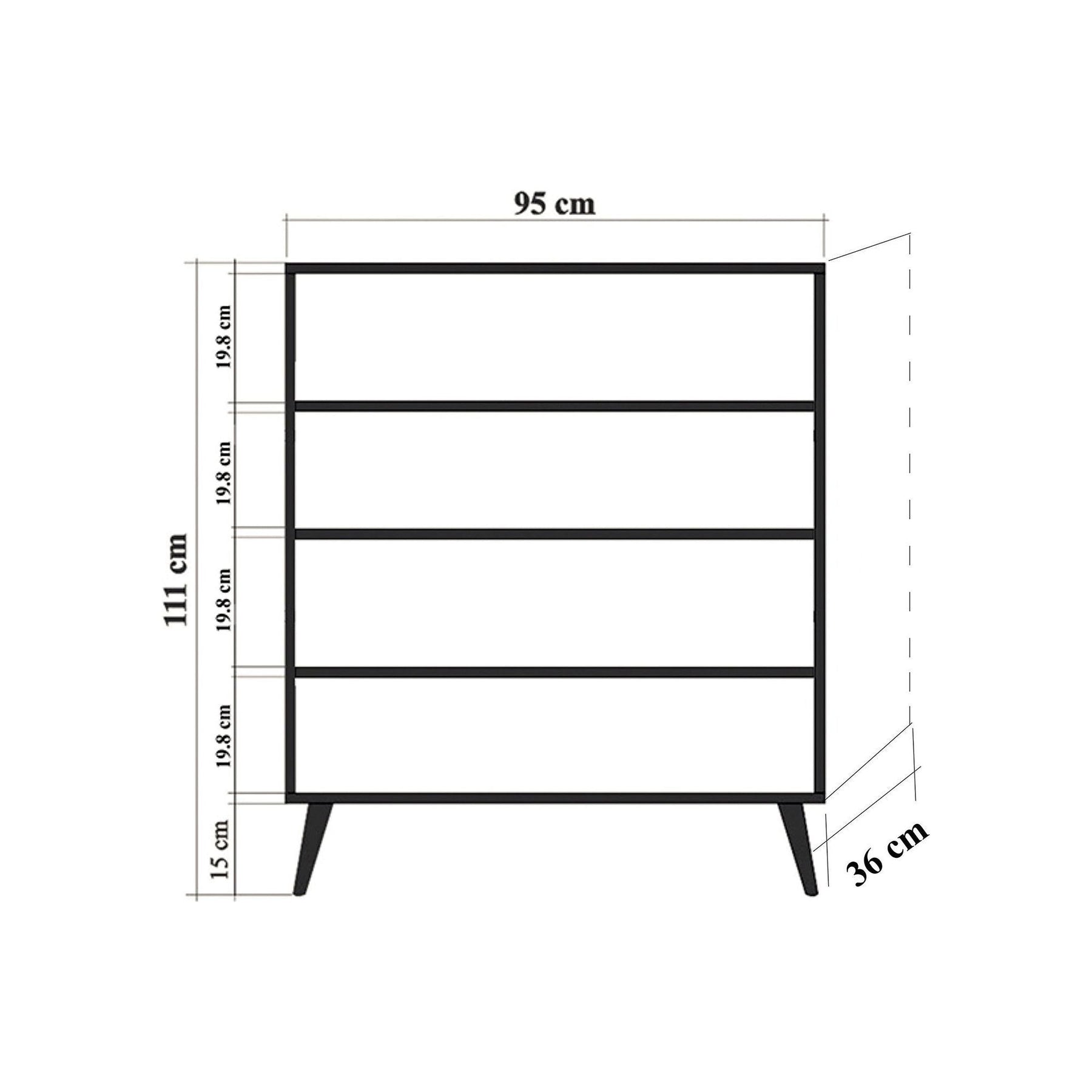 Comoda inalta Swan, alb/negru, PAL melaminat, 95x36x111 cm, 4 usi
