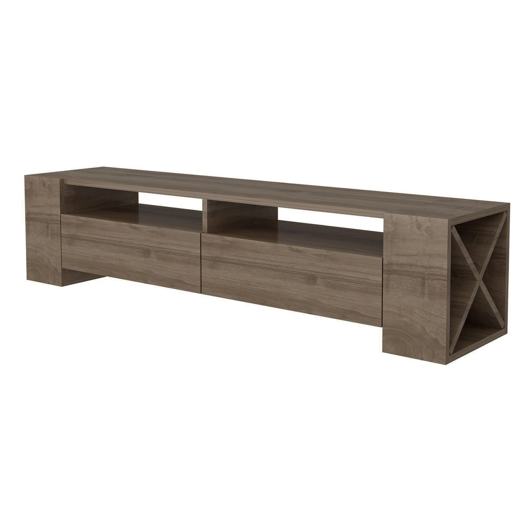 Comoda Sosruko, nuc, PAL melaminat, 155x35x35 cm, 2 sertare