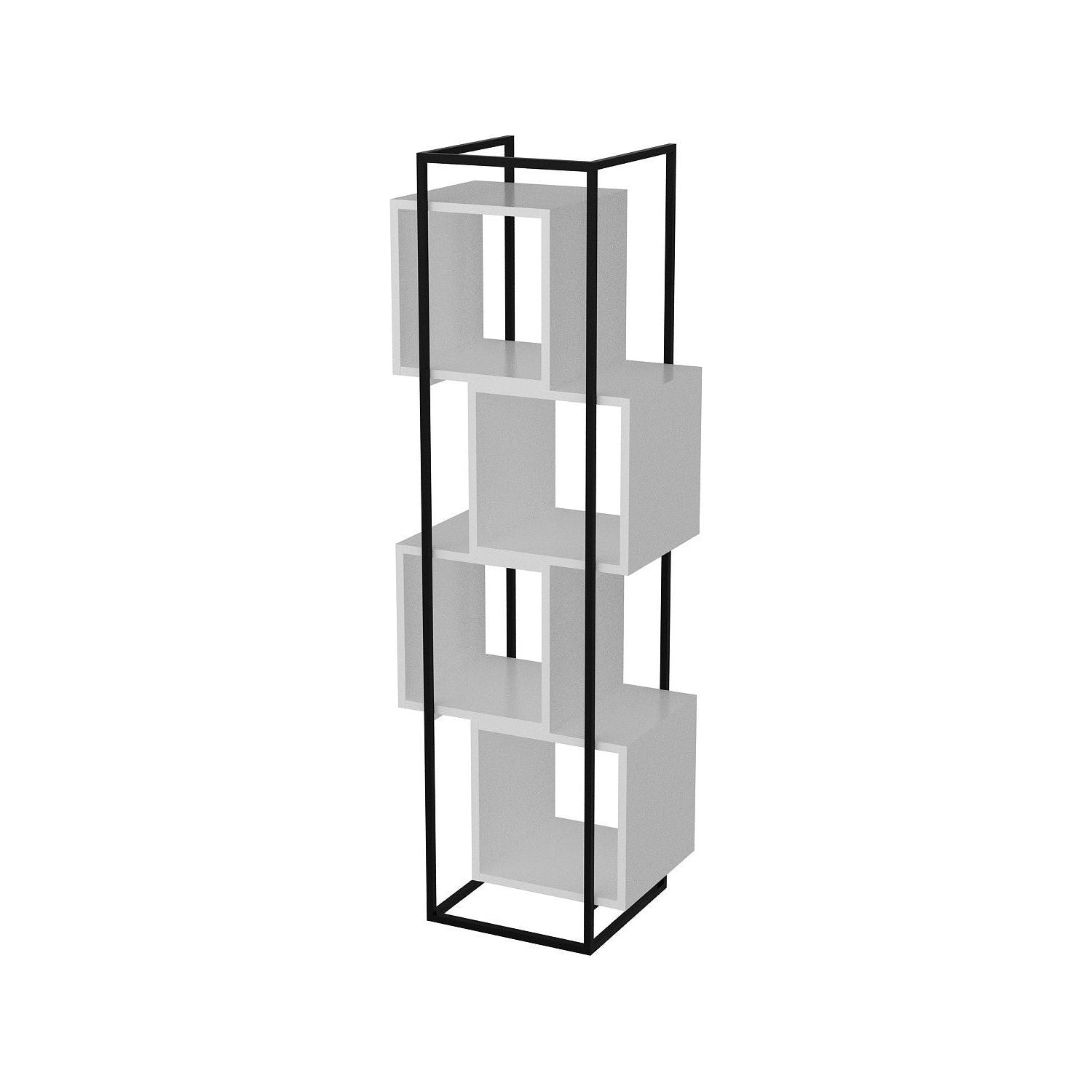 Biblioteca RADA, alb/negru, PAL melaminat/metal, 52x160x38 cm