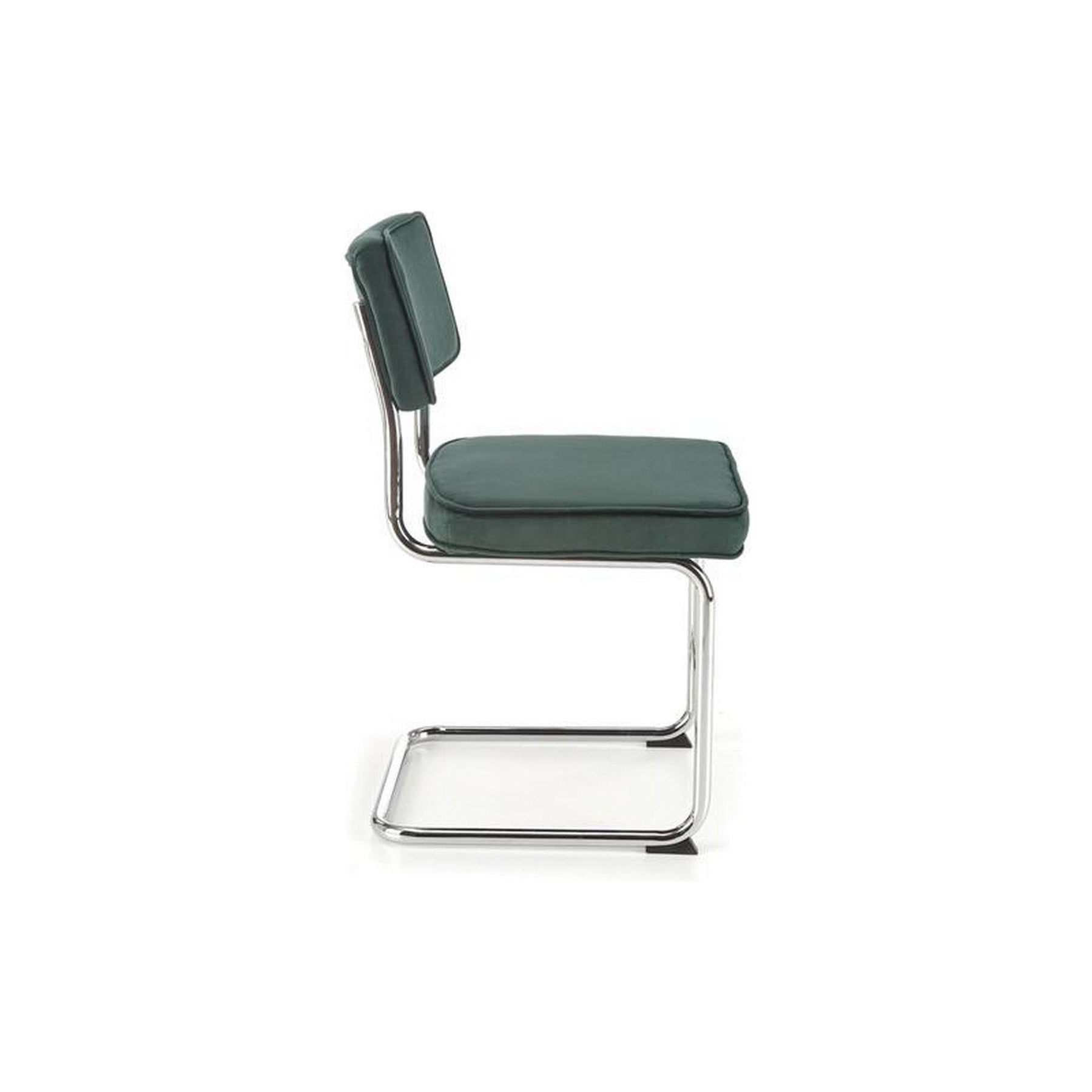 Scaun tapitat K510, verde inchis, stofa catifelata/otel cromat, 49x55x85 cm