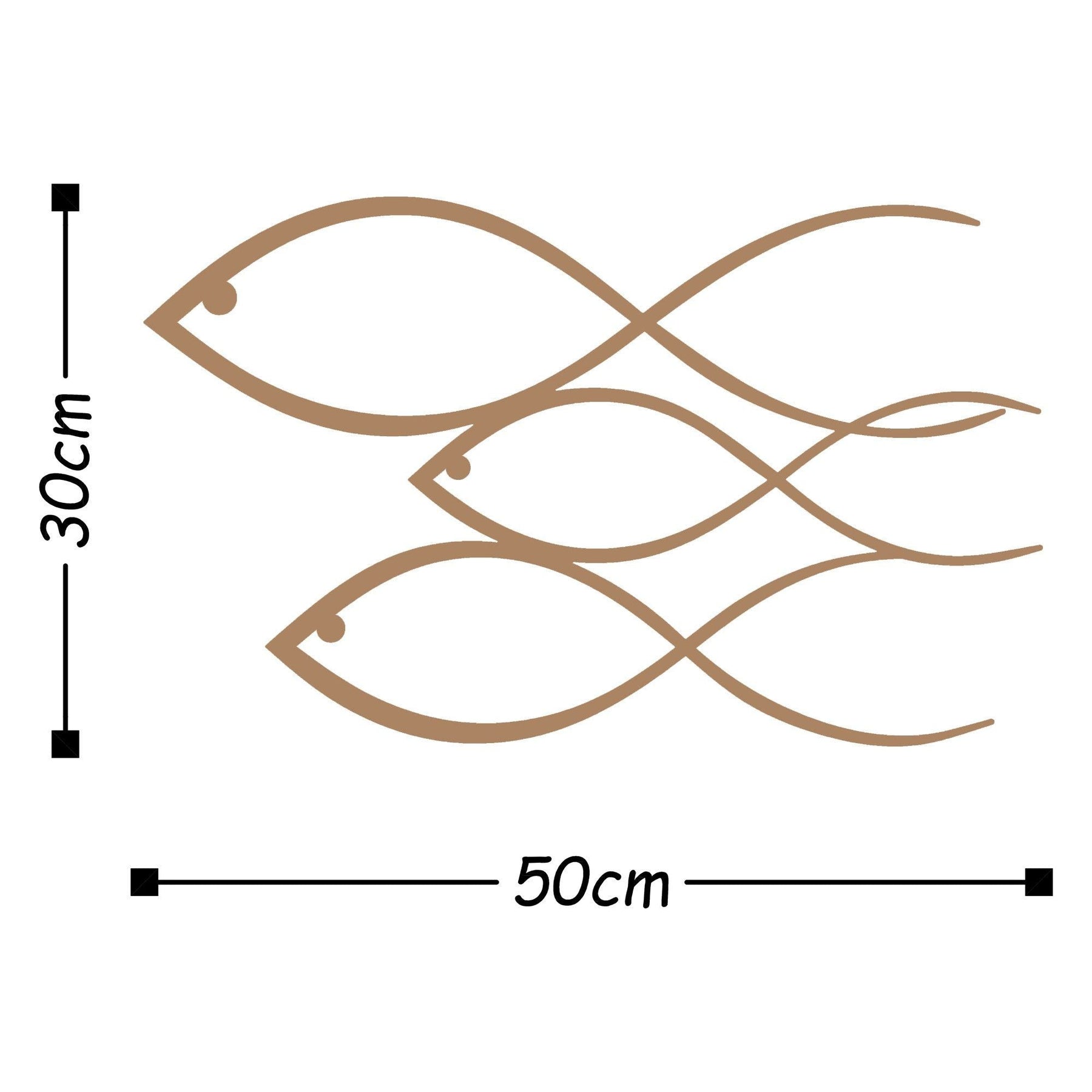 Decoratiune perete Fish, cupru, metal, 50x30 cm