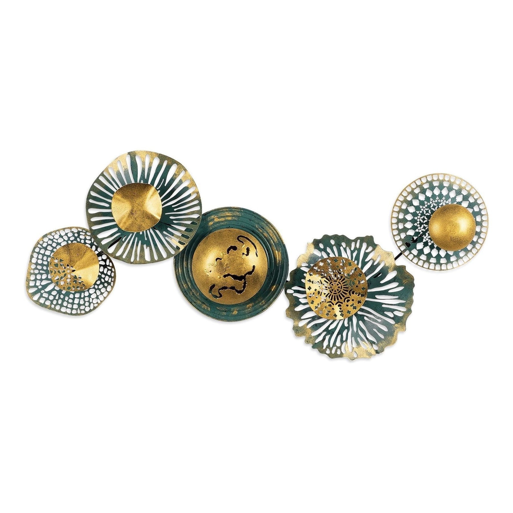 Decoratiune de perete Sensuale, verde/auriu, metal 100%, 100x50 cm