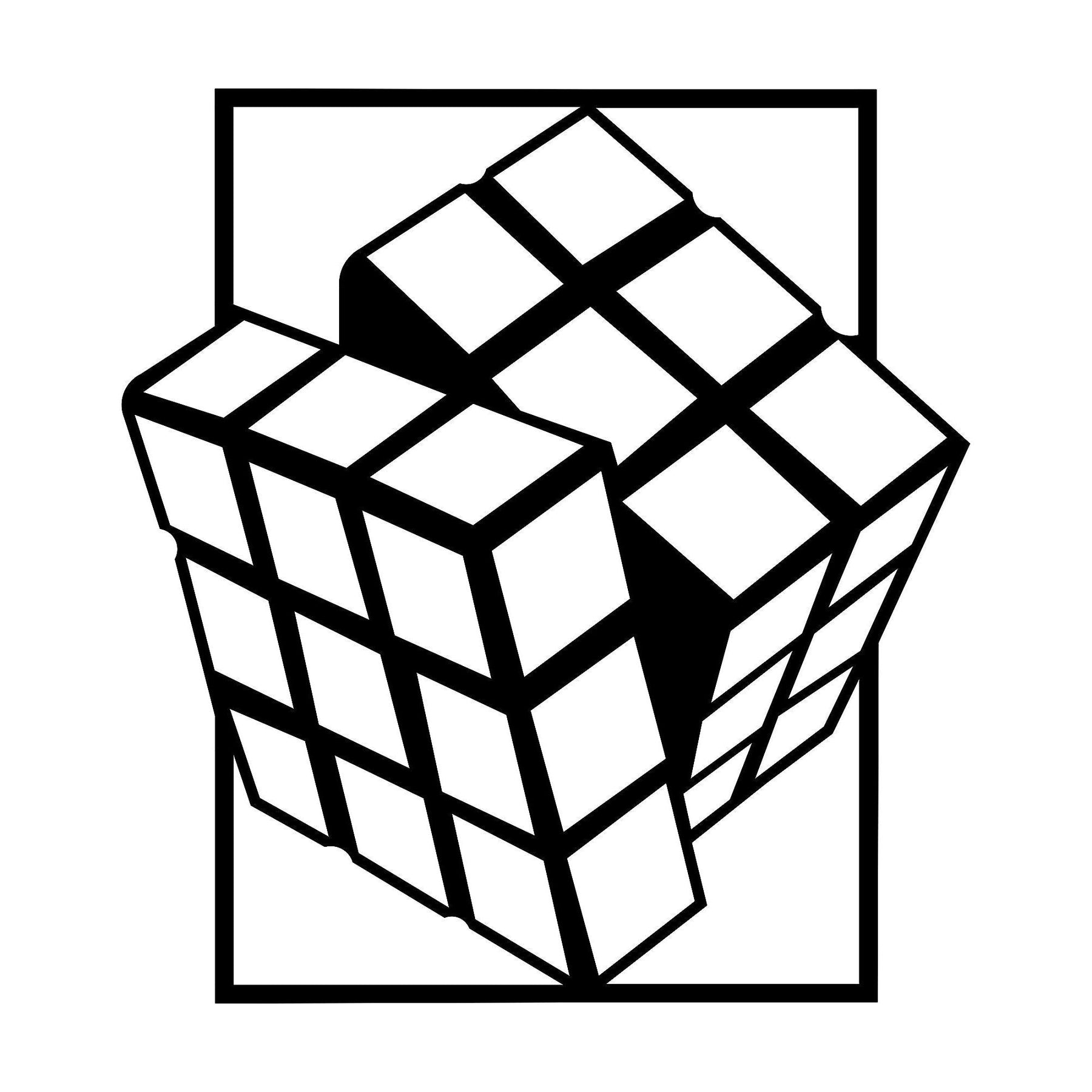 Decoratiune de perete Rubik's Cube, 100% metal, negru, 64x69 cm