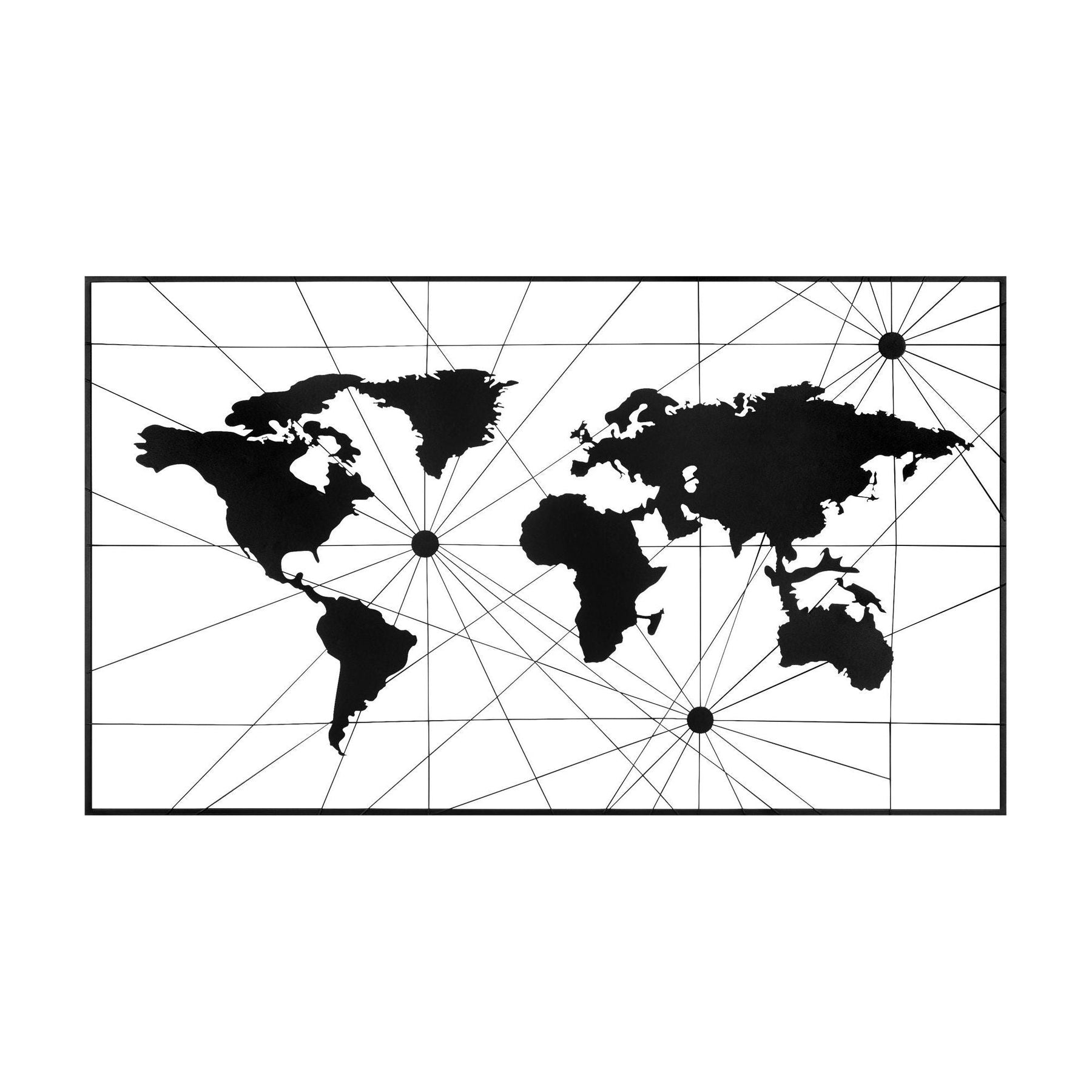 Accesoriu decorativ World Map, 16, negru, metal, 120x70 cm