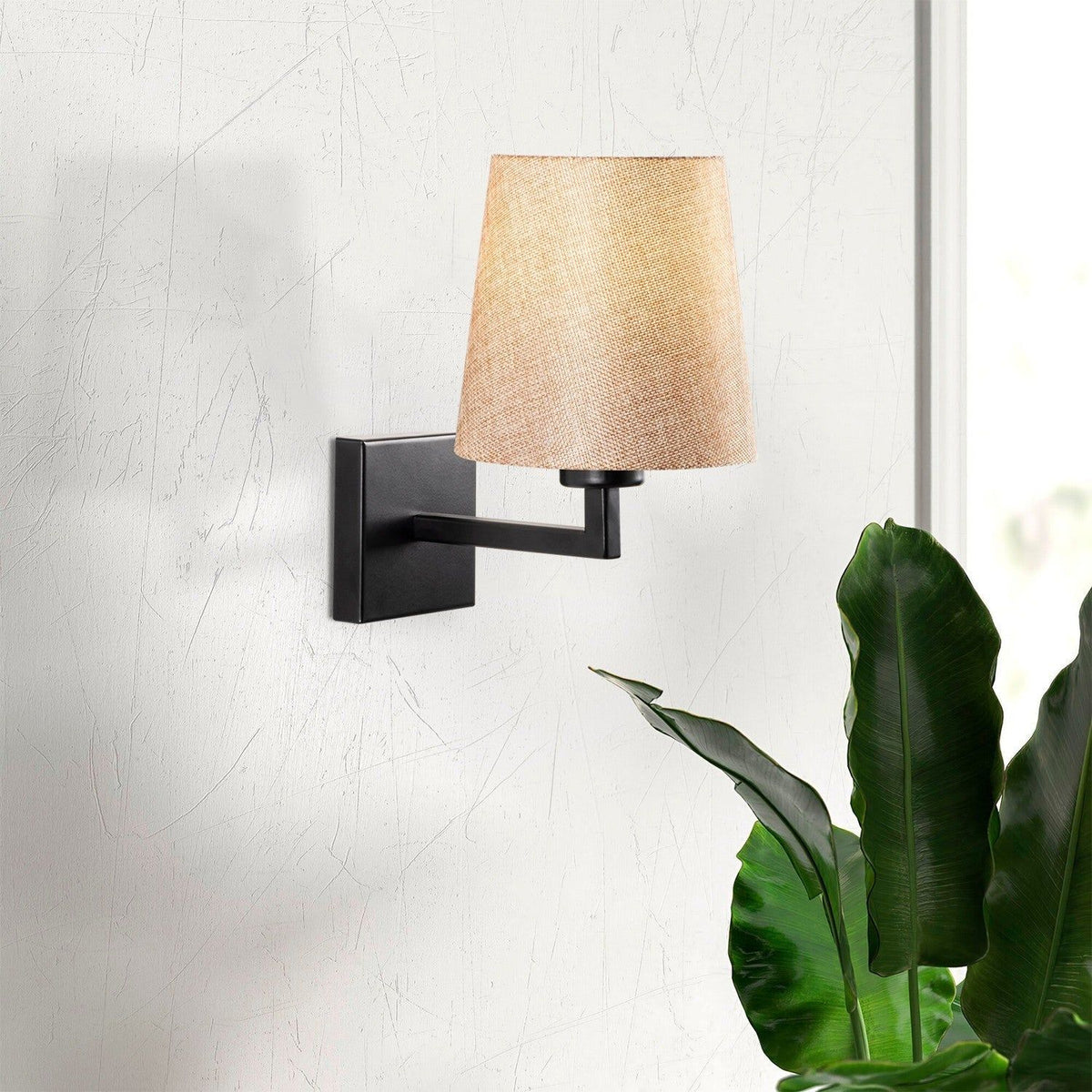 Lampa perete PROFIL-4656, negru/bej, fier/material textil, 18x24x30 cm