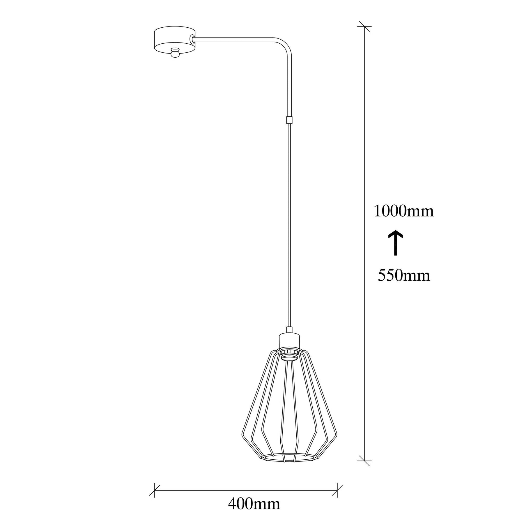 Lustra KESE-4541, negru, metal, 40x20x55-100 cm