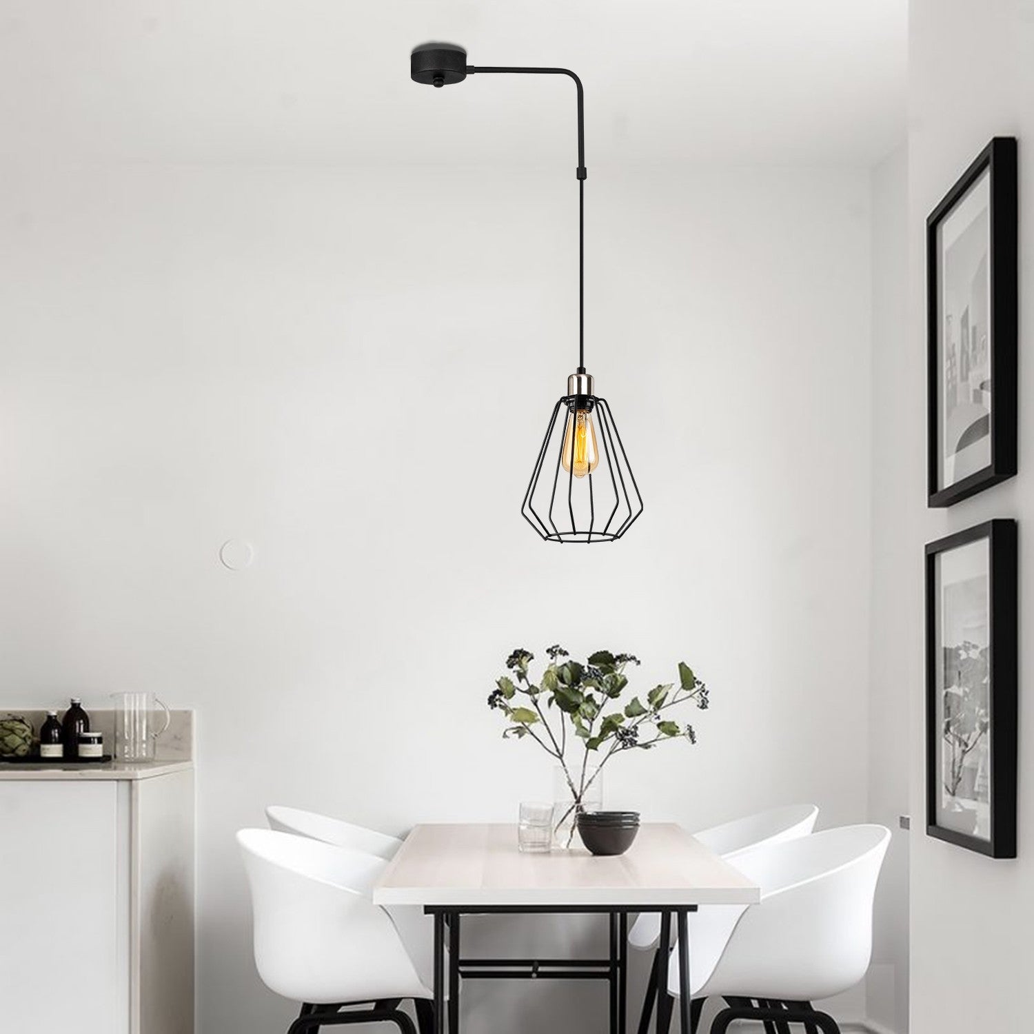 Lustra KESE-4541, negru, metal, 40x20x55-100 cm