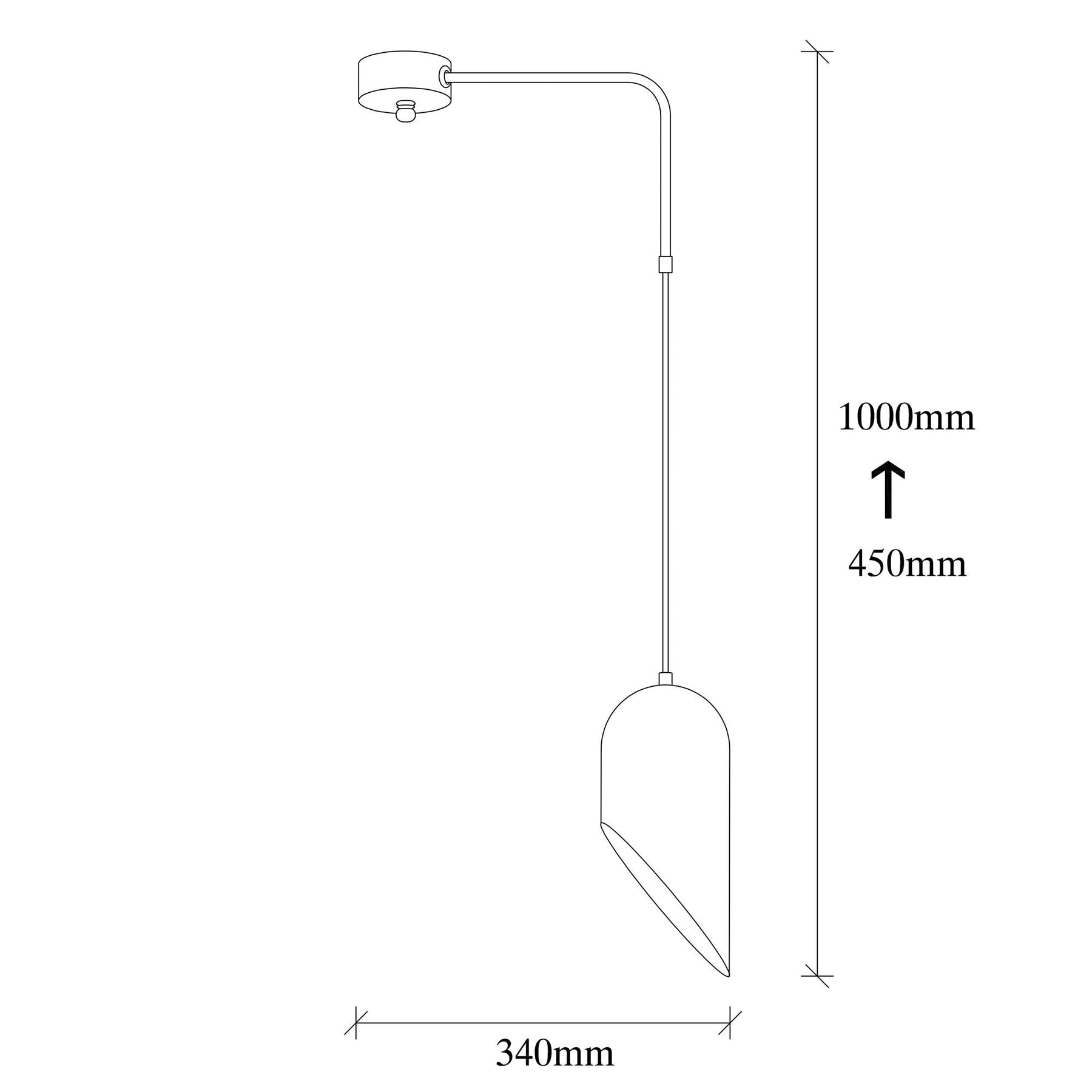 Lustra KESIK-6166, negru, metal, 34x12x45-100 cm