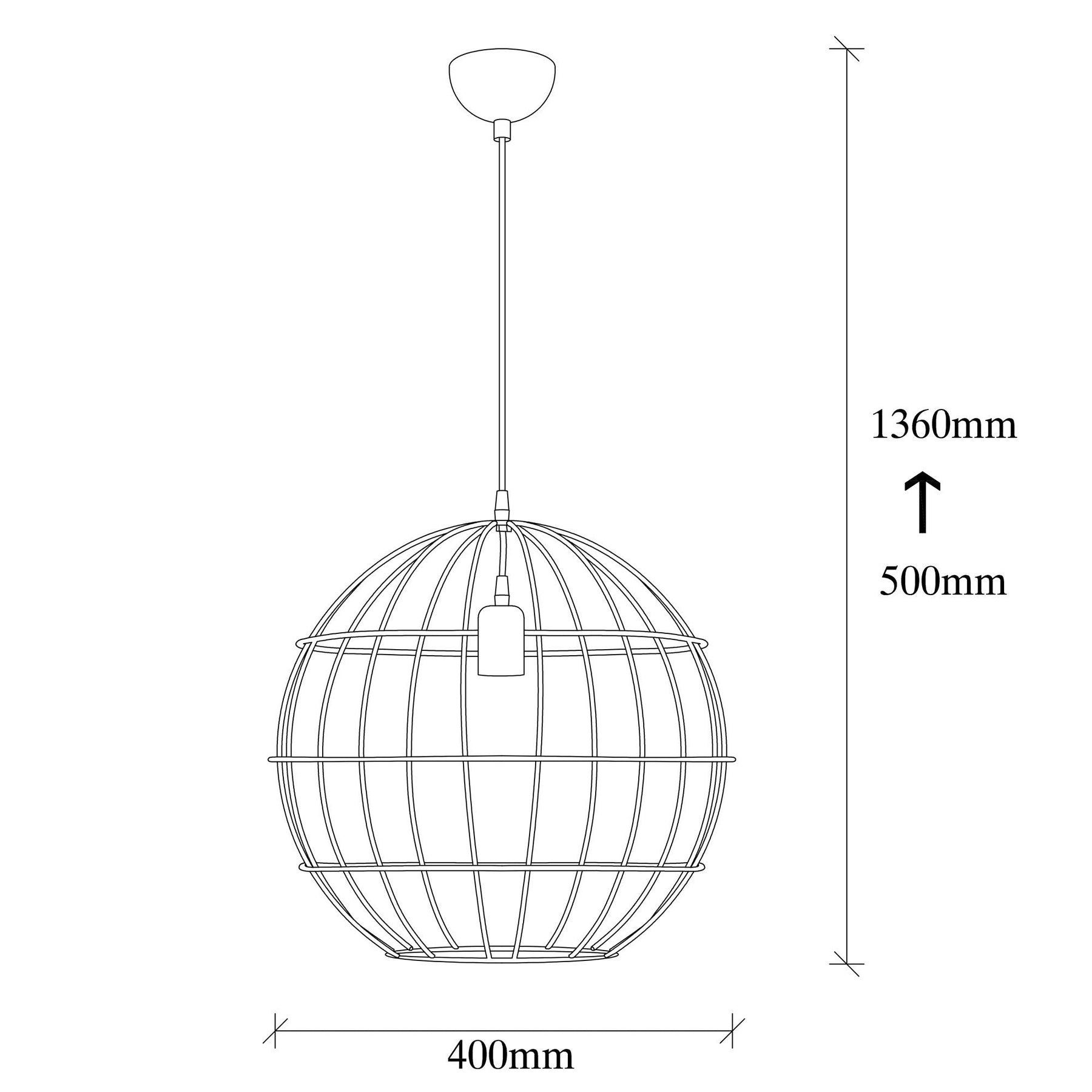 Lustra TEL 6516, negru, metal, 40x50-136 cm