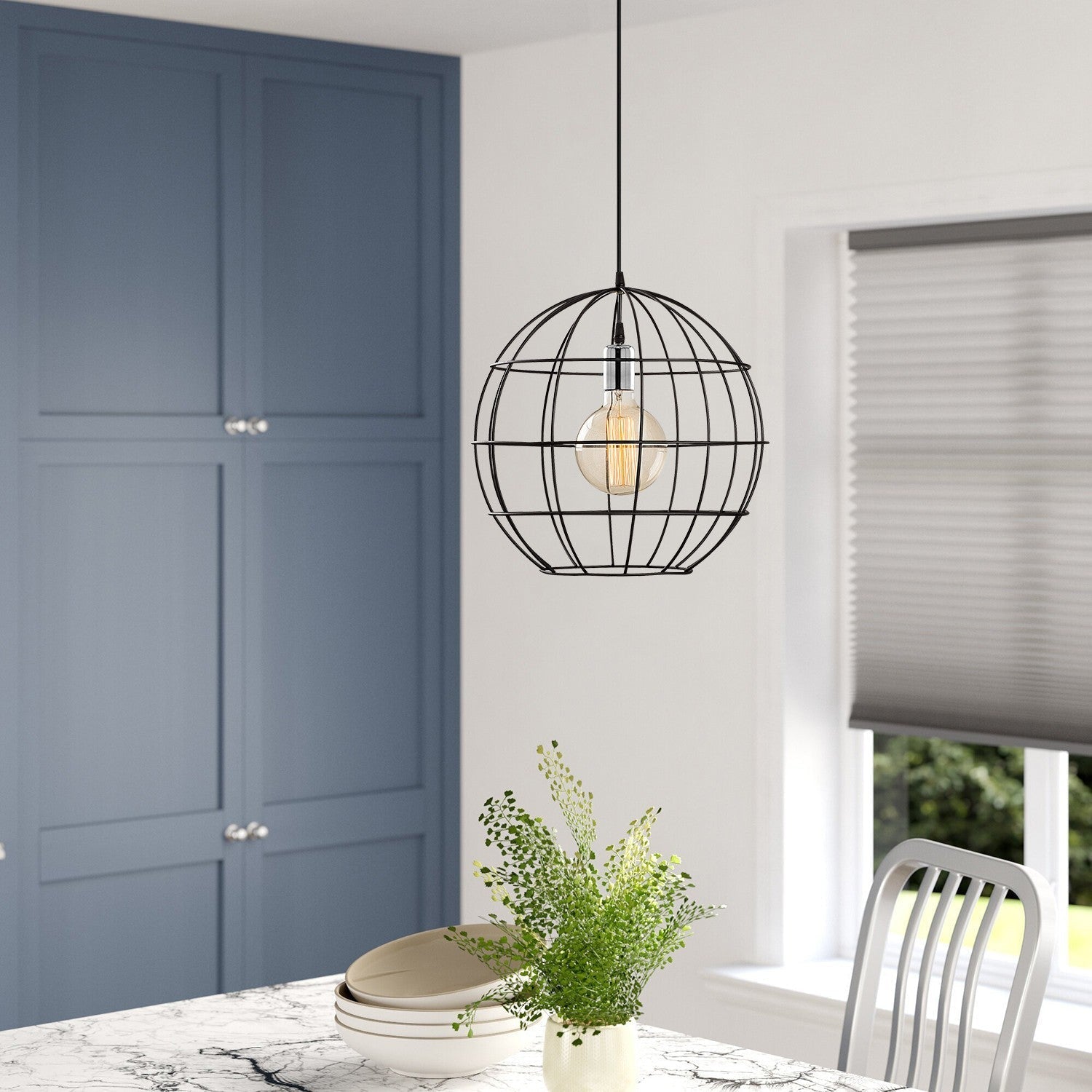 Lustra TEL 6516, negru, metal, 40x50-136 cm