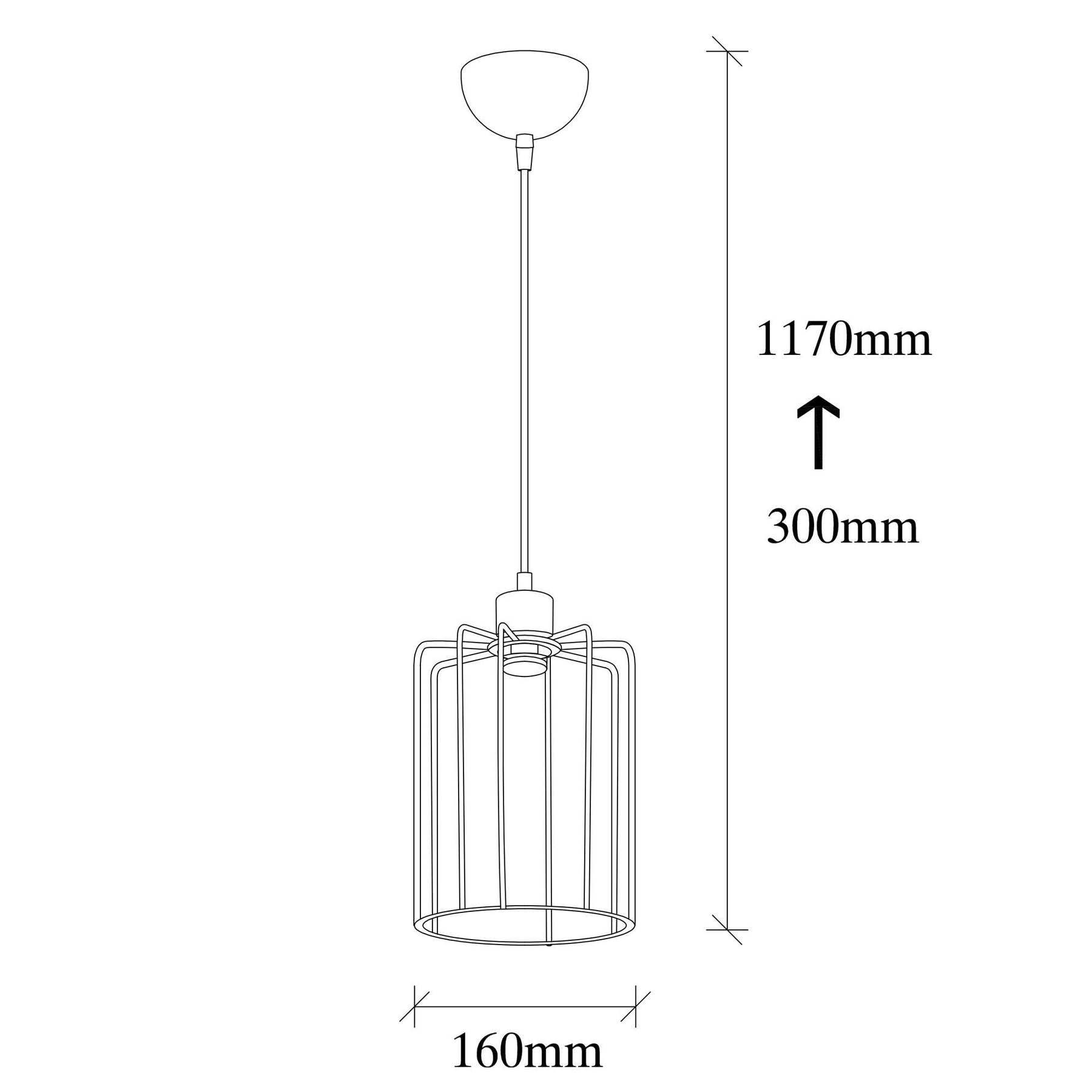 Lustra TEL 6606, negru, metal, 16x30-117 cm