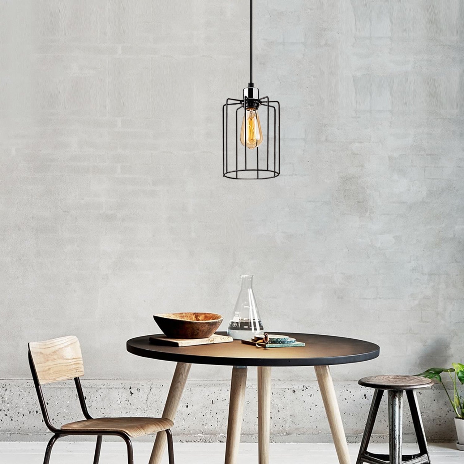 Lustra TEL 6606, negru, metal, 16x30-117 cm