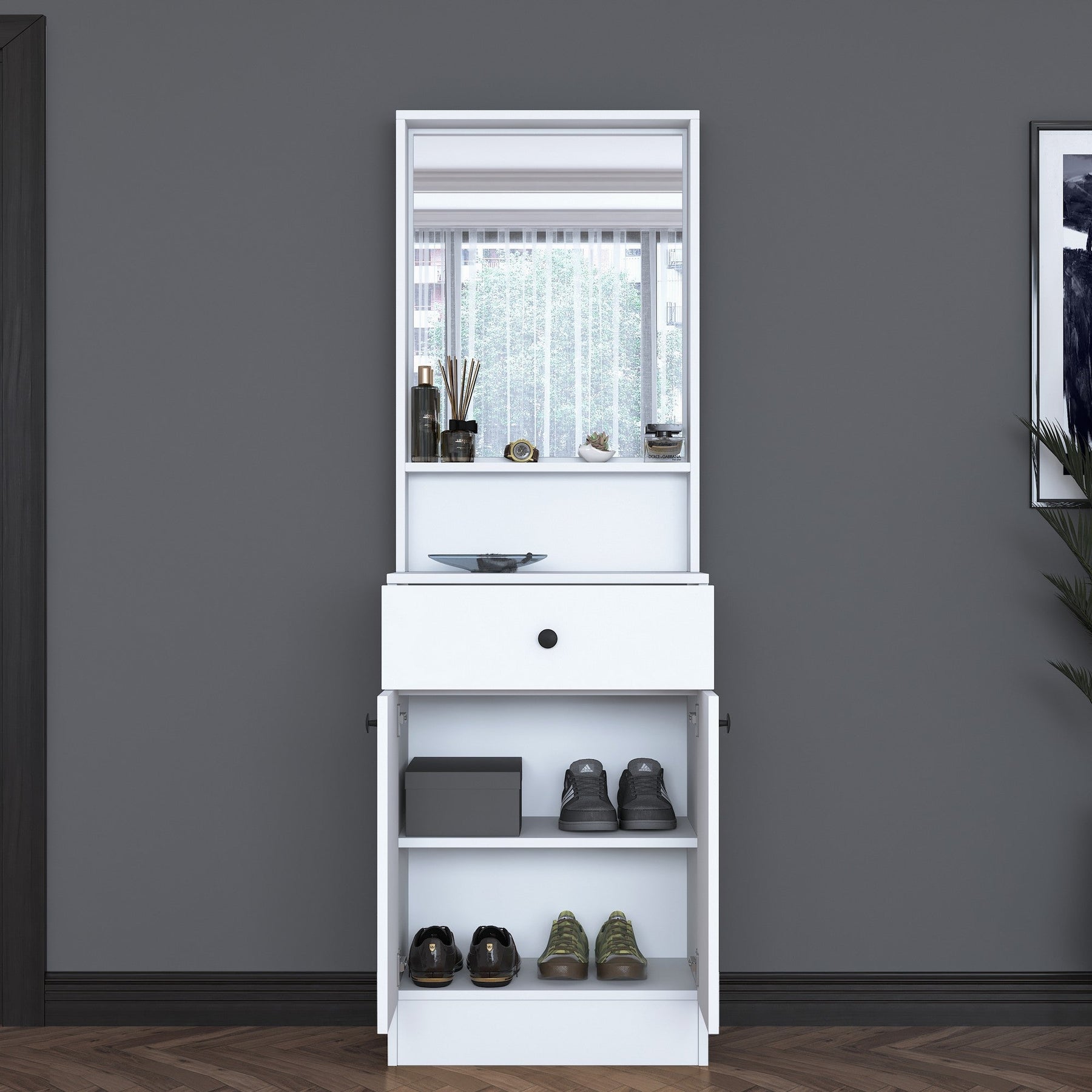Mobilier hol 893RAN1730, alb, PAL melaminat, 60x36x183 cm
