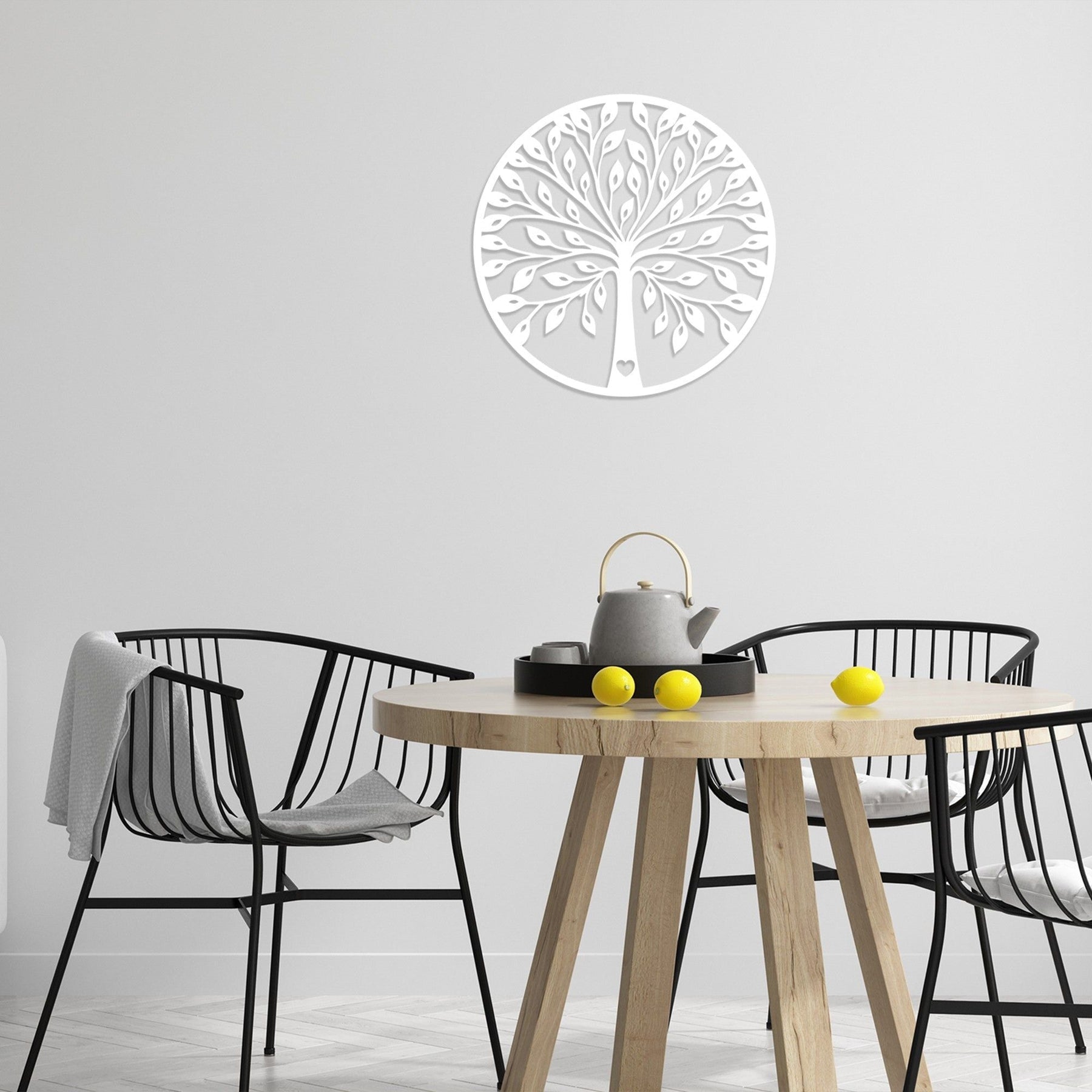 Decoratiune perete 899SKL1395, alb, lemn 100%, 58x58 cm