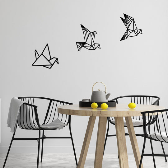 Decoratiune perete Oragami, 100% lemn, negru, 26x32 cm