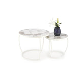 Set 2 masute INES, bej/alb, ceramica/metal, 62x50/47x43 cm