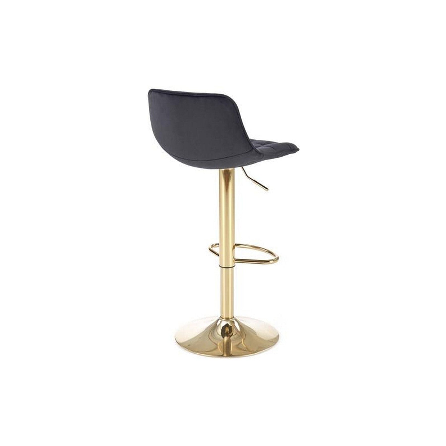 Scaun de bar H120, negru/auriu, stofa catifelata, 43x44x84 cm
