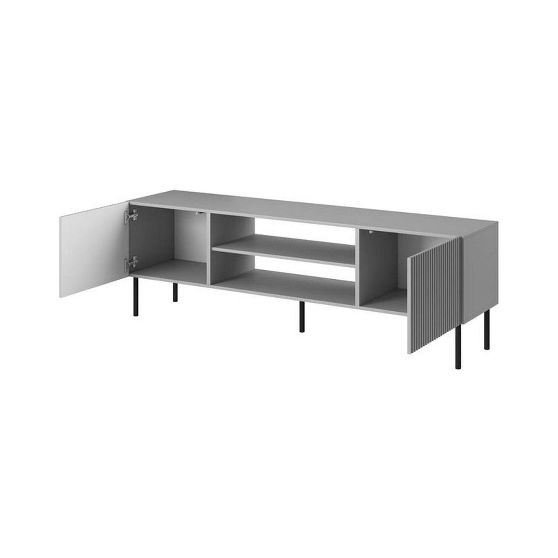 Comoda TV ASENSIO, gri mat/negru, PAL laminat, 180X42X57 cm