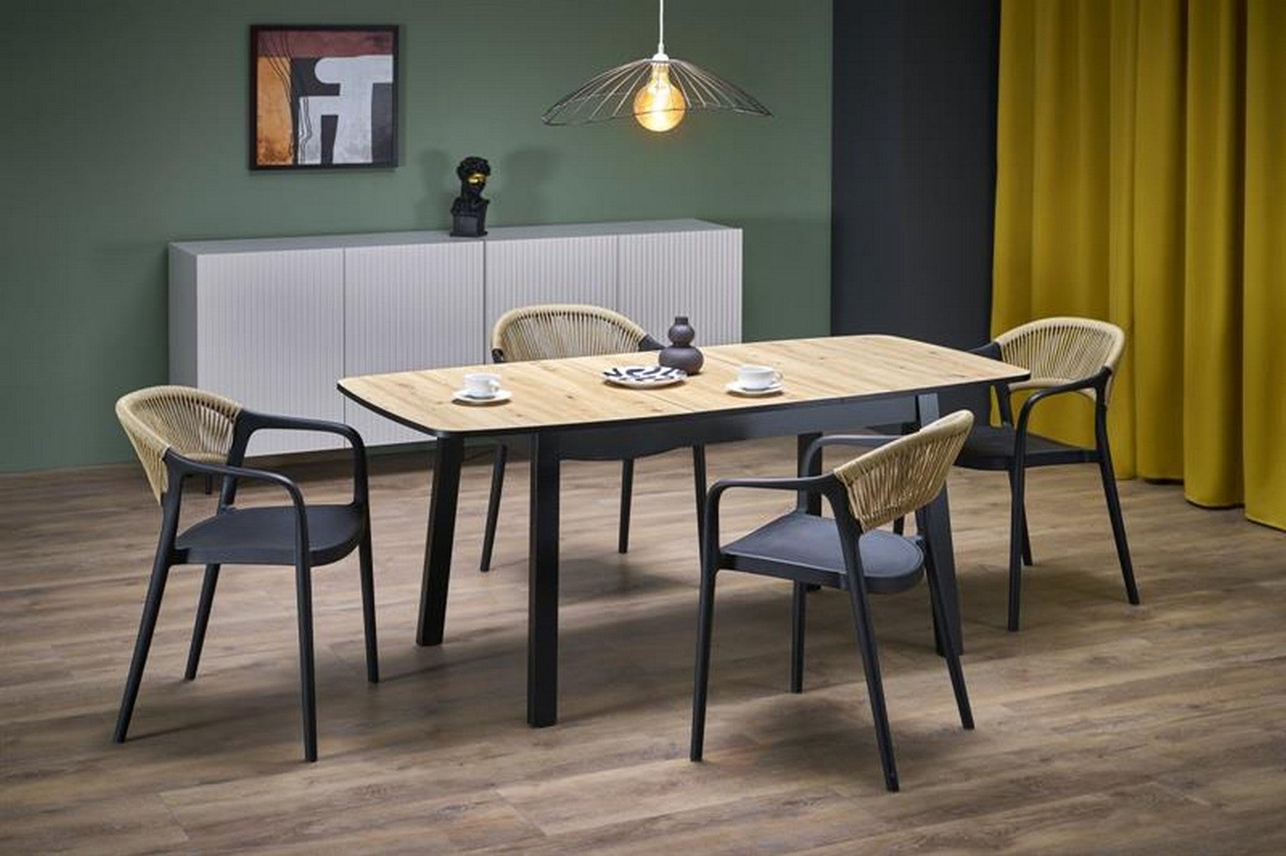 Masa extensibila BARRIL, stejar artisan/negru, 130/170x80x72 cm