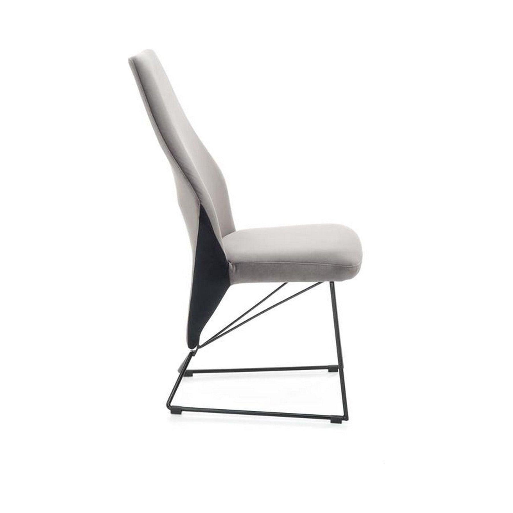 Scaun tapitat K485, gri, stofa catifelata, 44x63x96 cm