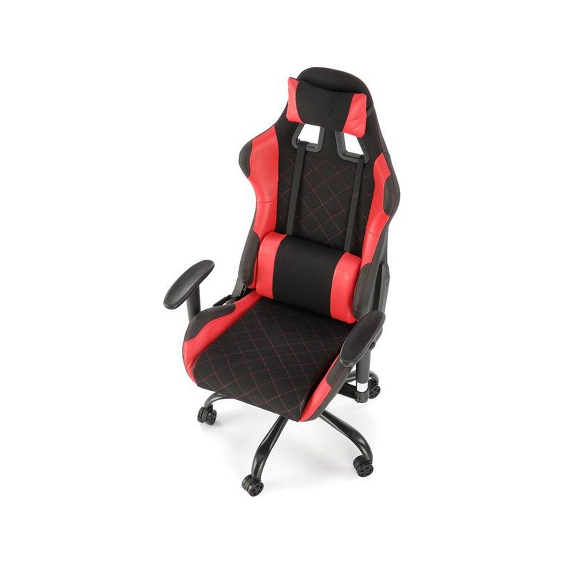 Scaun gaming DRAKE, rosu/negru, stofa, mecanism TILT, 69x62x127 cm