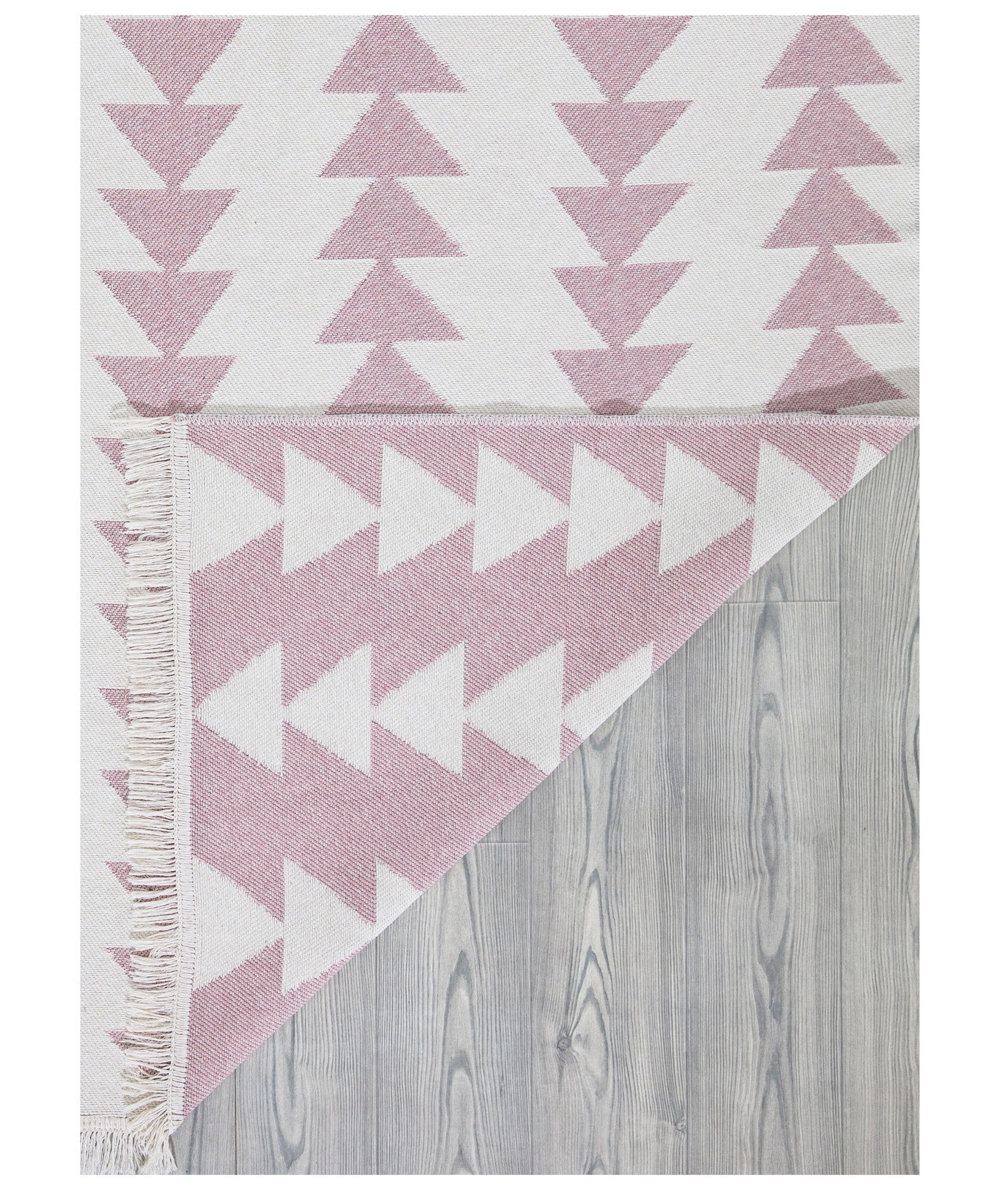 Covor 22994A, 60x100 cm, forma dreptunghiulara, bumbac, alb/roz