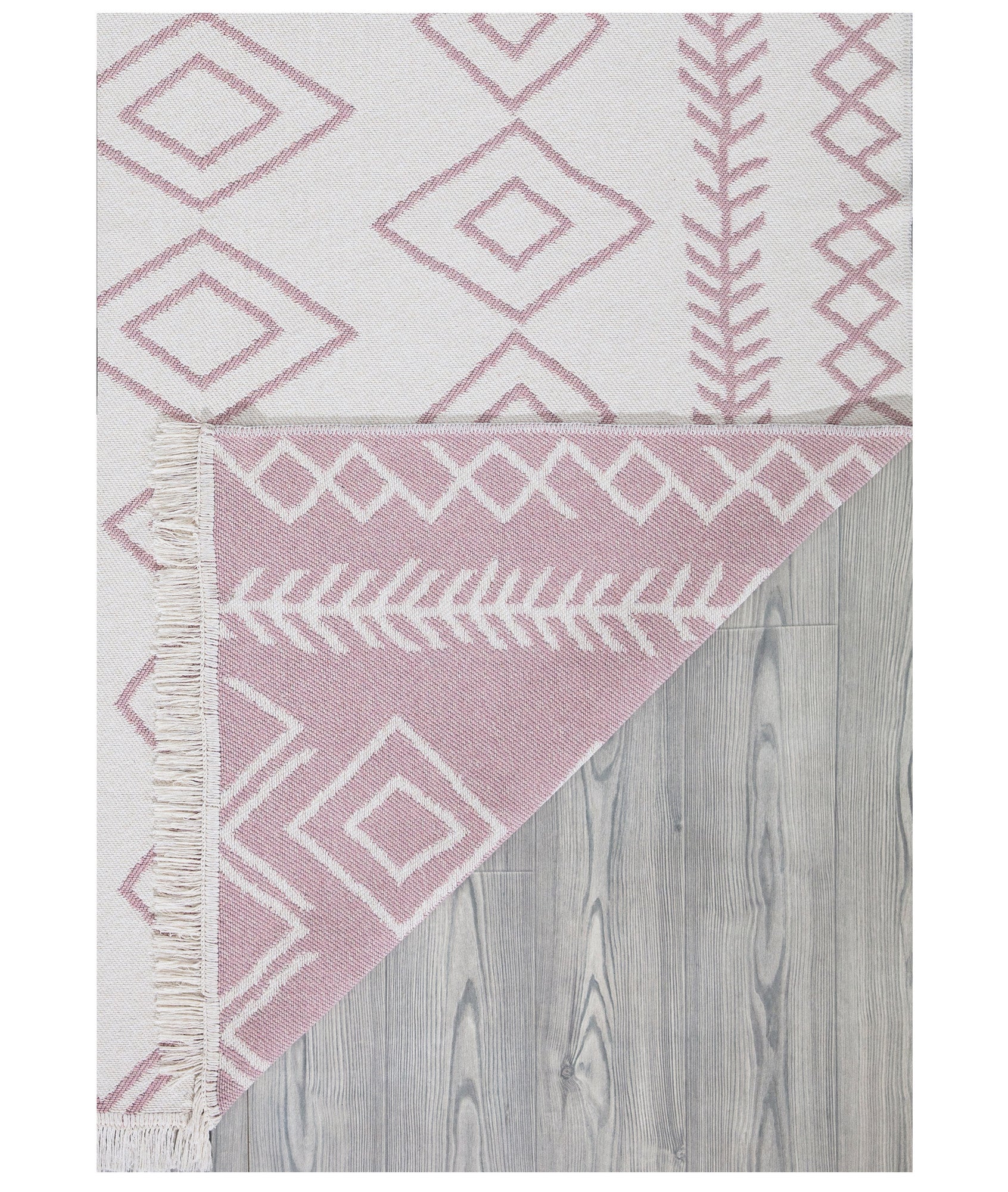 Covor 23000A, 60x100 cm, forma dreptunghiulara, bumbac, alb/roz