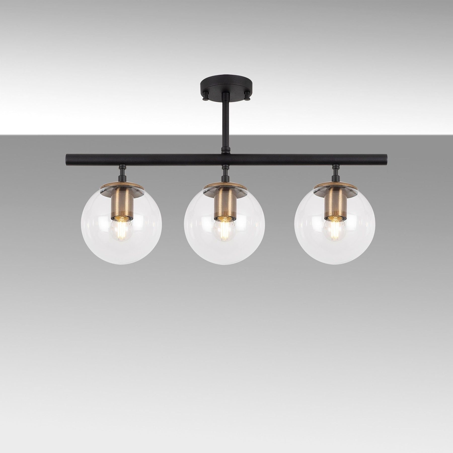 Lustra Atmaca, cu 3 becuri, negru, metal/sticla, 10275