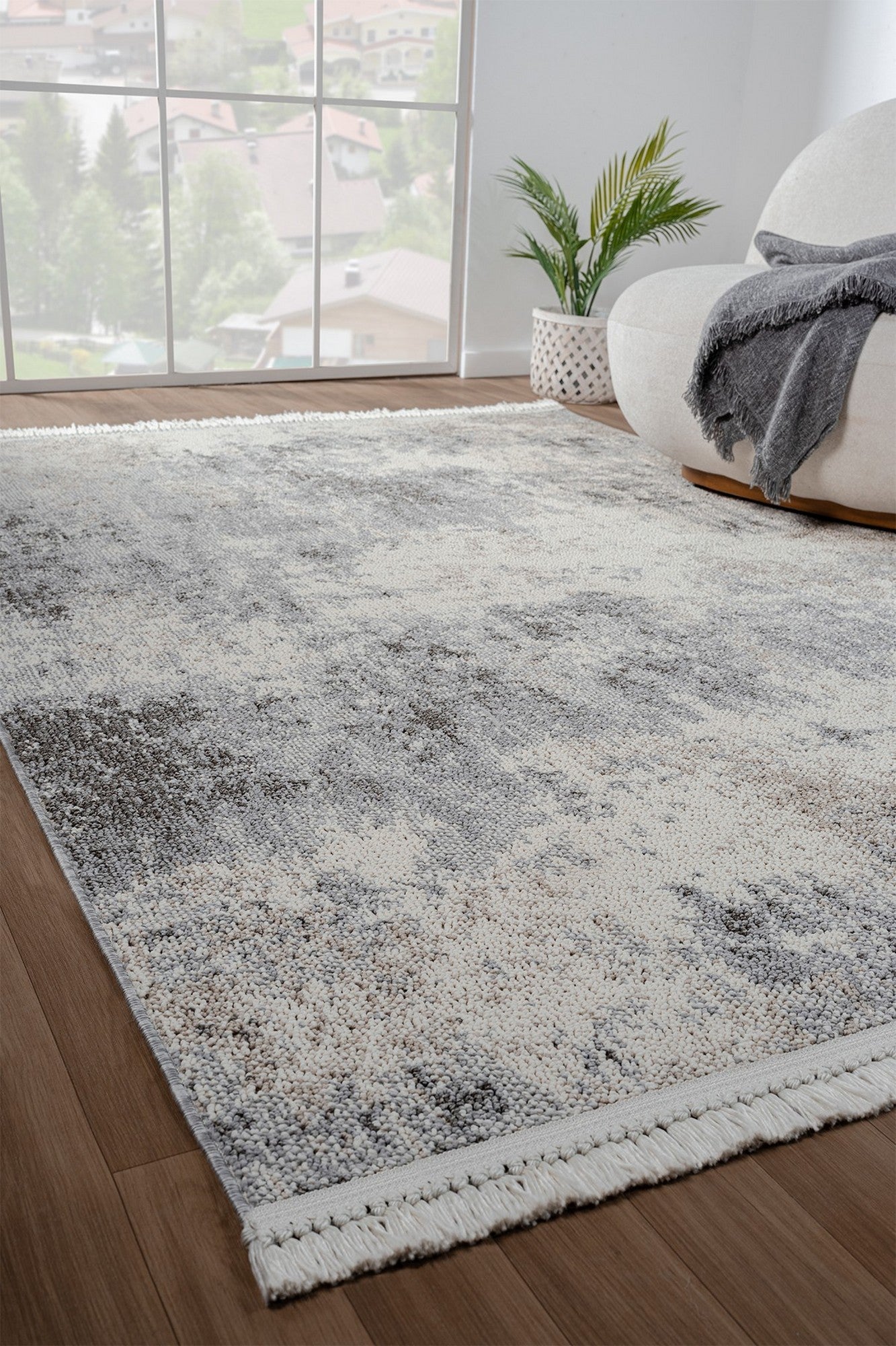 Covor BASTIA, 80x150 cm, forma dreptunghiulara, polipropilena, crem/gri, 1275