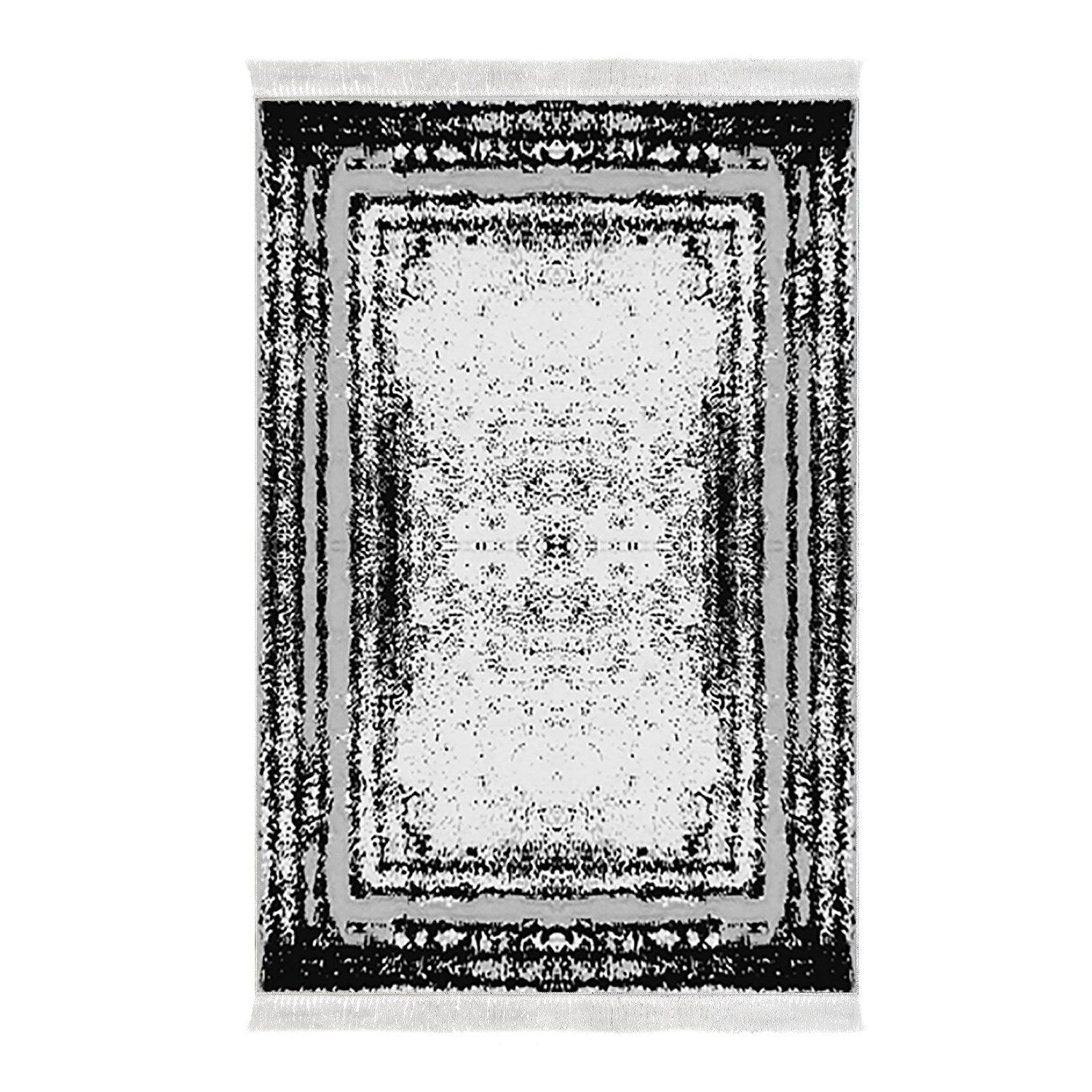 Covor M5132, 80x120 cm, forma dreptunghiulara, poliester, negru
