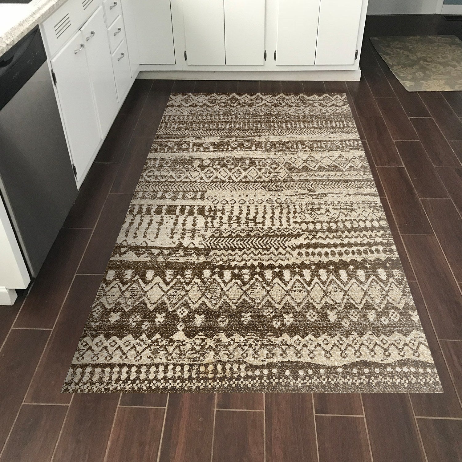 Covor F5080 - V2, 80x120 cm, forma dreptunghiulara, poliester, maro