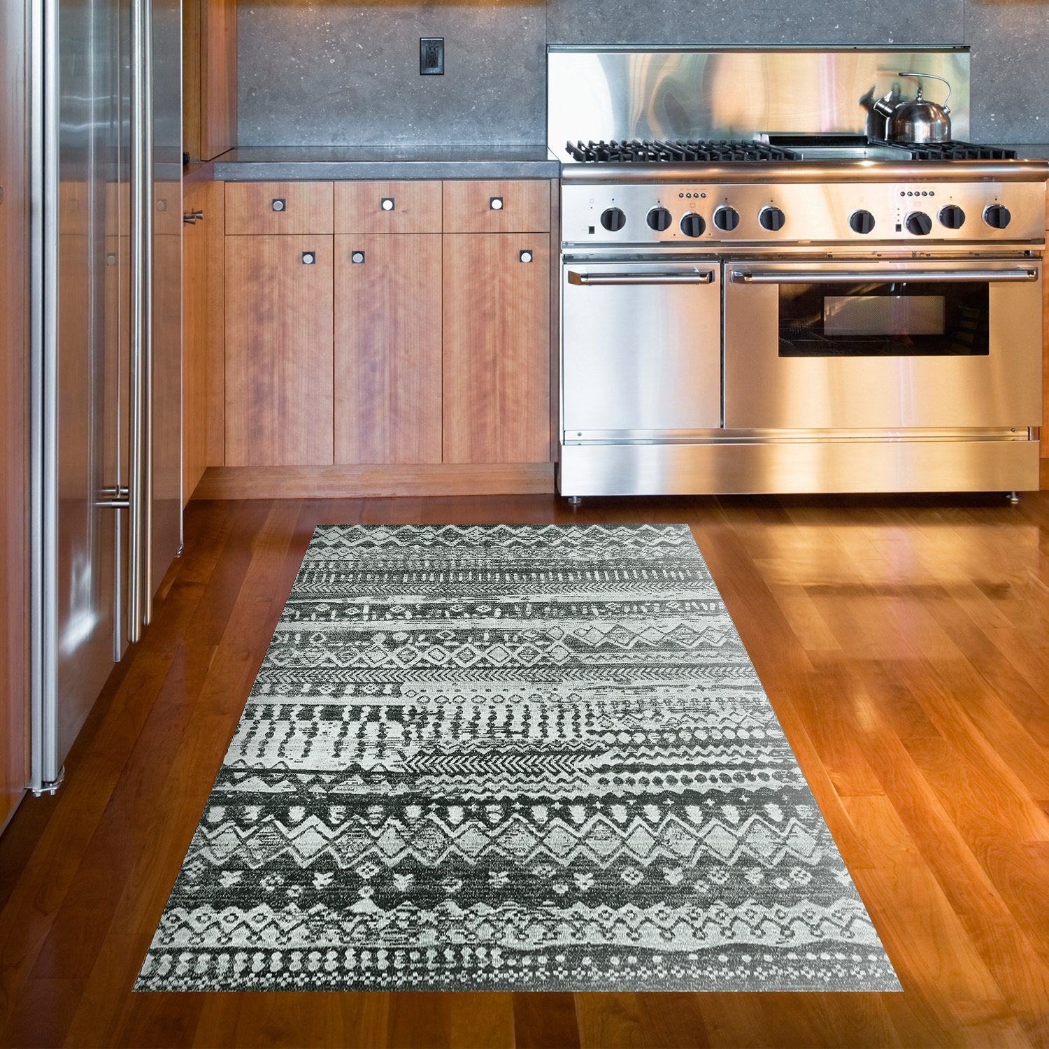 Covor F5080 - V2, 80x120 cm, forma dreptunghiulara, poliester, gri inchis