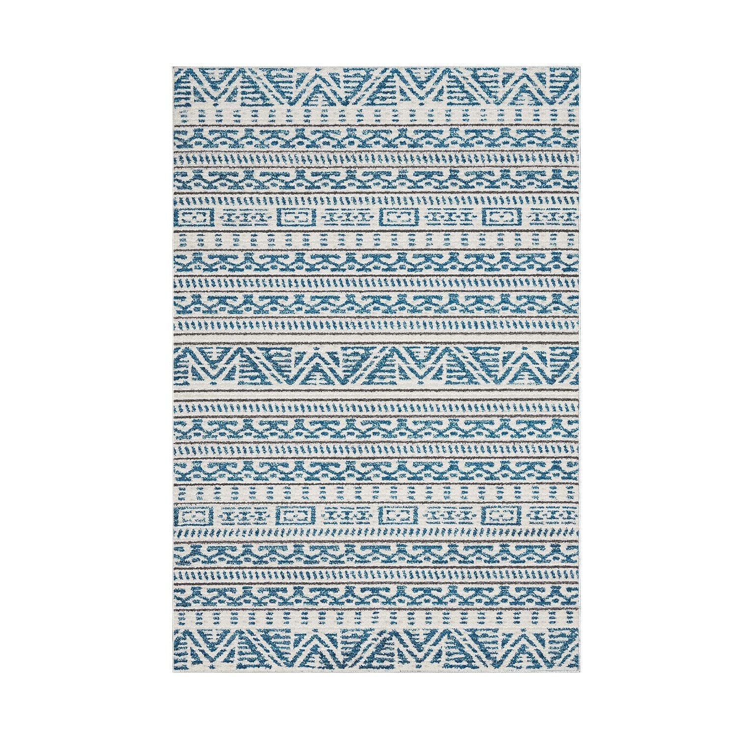 Covor F5082 - V2, 80x120 cm, forma dreptunghiulara, poliester, bej/turcoaz
