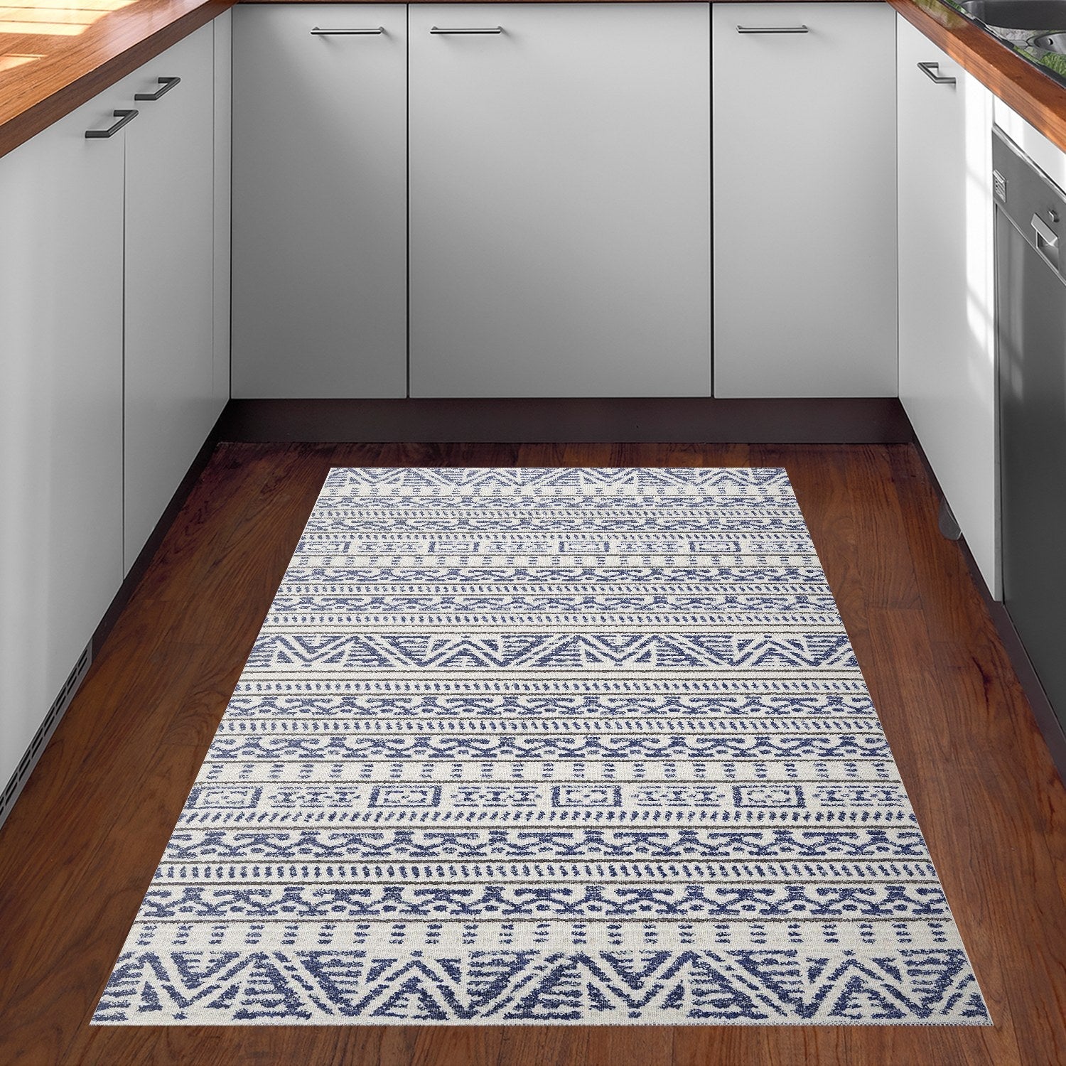 Covor F5082 - V2, 80x120 cm, forma dreptunghiulara, poliester, albastru