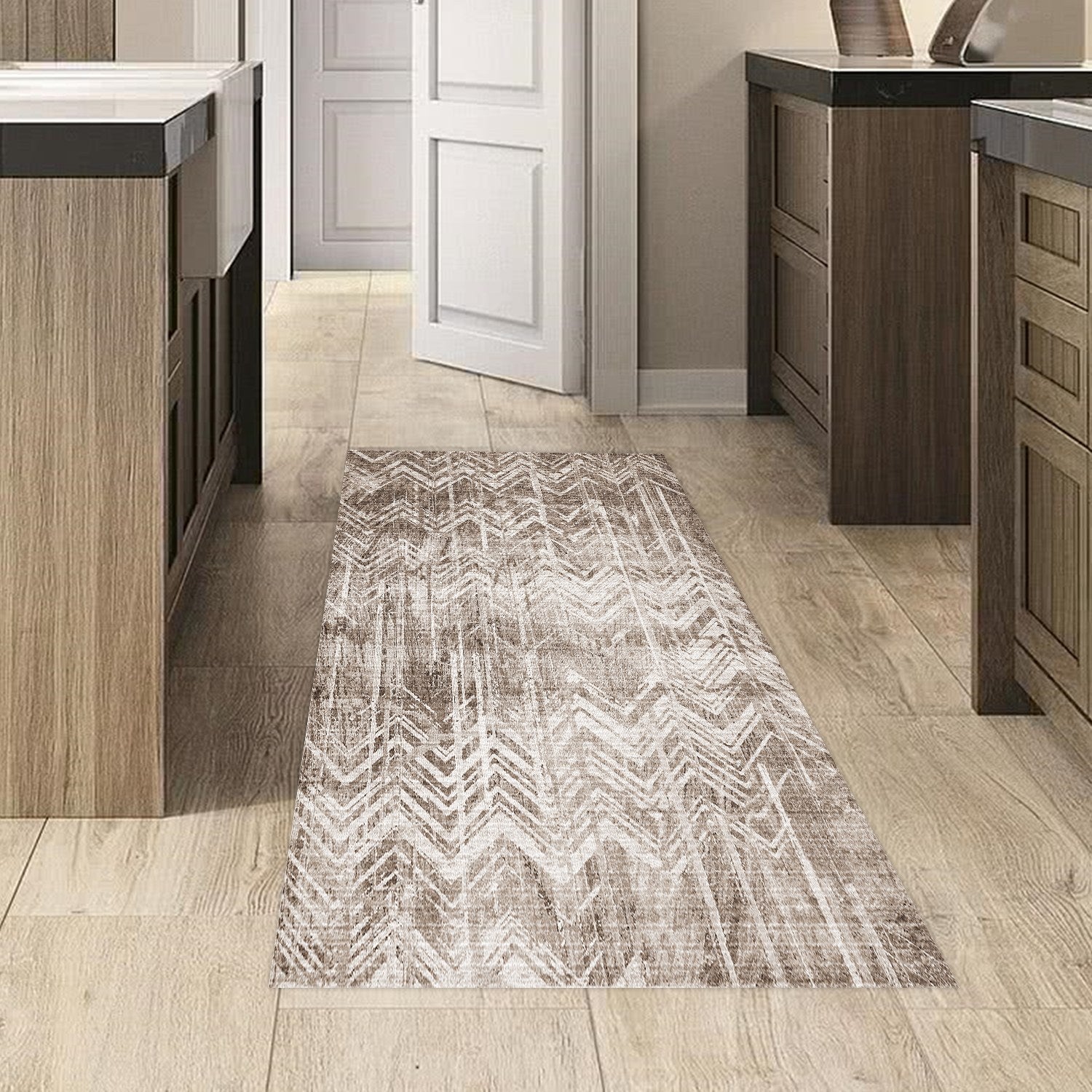 Covor F5083 - V2, 80x120 cm, forma dreptunghiulara, poliester, maro