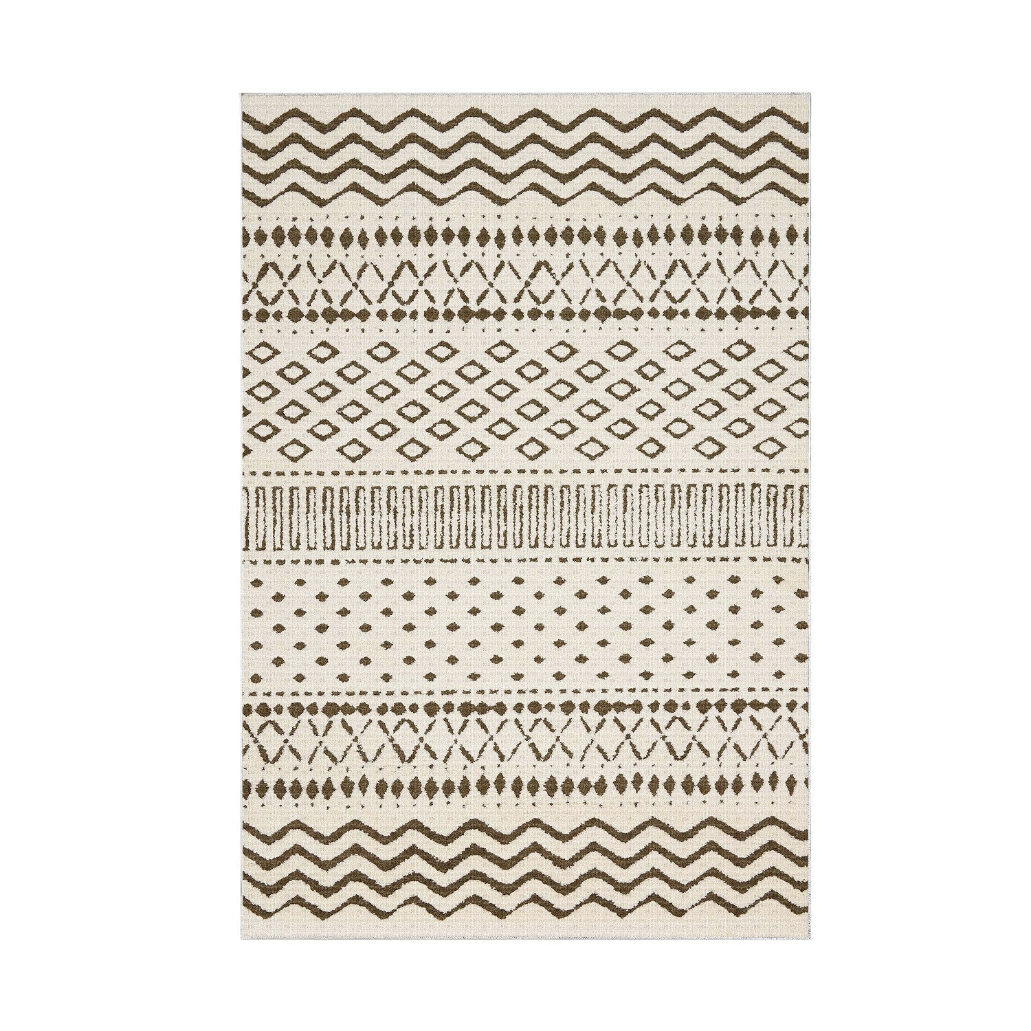 Covor F5086 - V2, 80x120 cm, forma dreptunghiulara, poliester, crem/maro