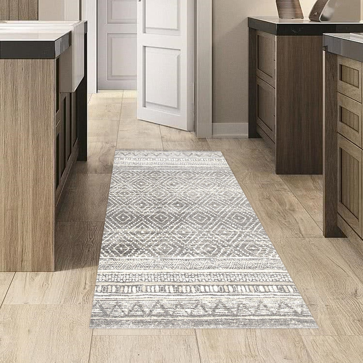 Covor F5087 - V2, 80x120 cm, forma dreptunghiulara, poliester, gri