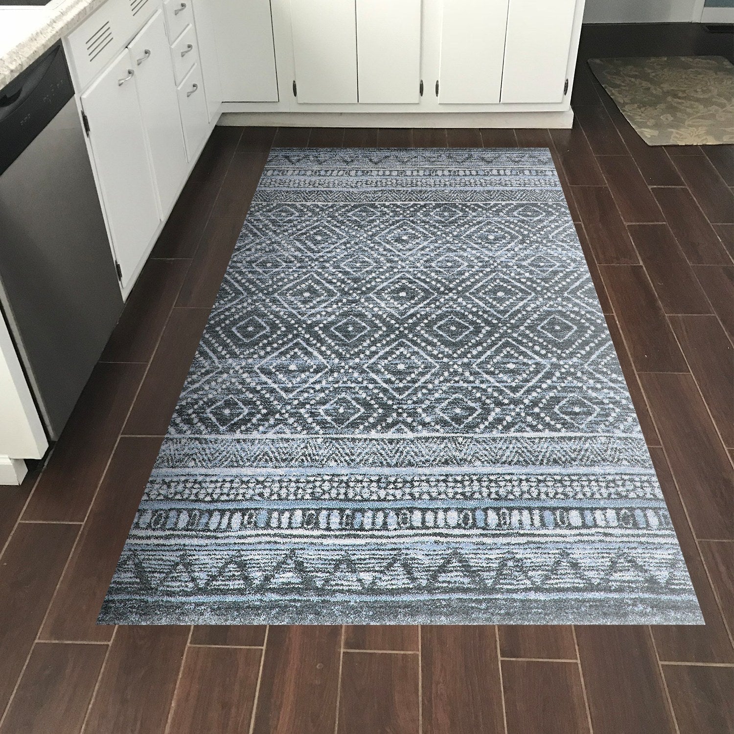 Covor F5087 - V2, 80x120 cm, forma dreptunghiulara, poliester, turcoaz