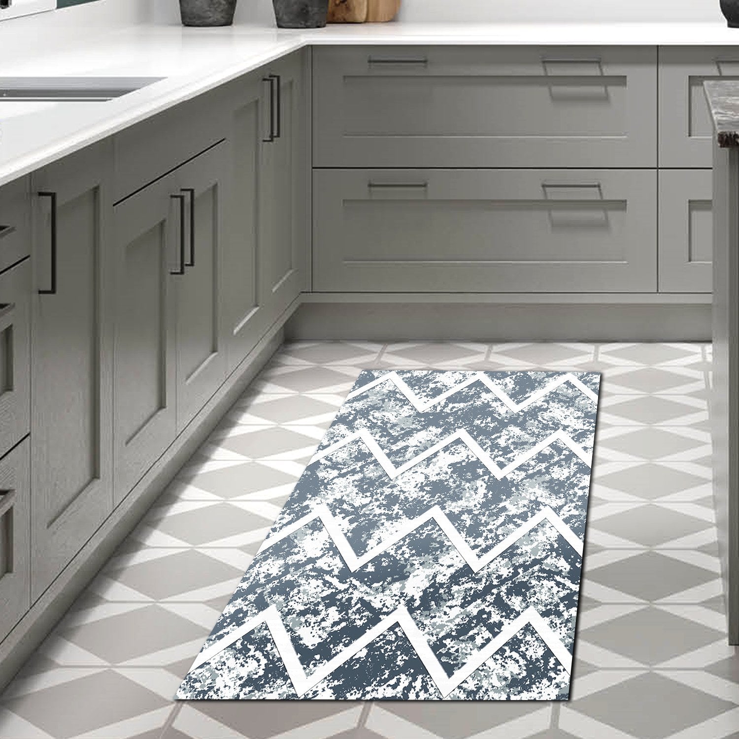 Covor F5128 - V2, 80x120 cm, forma dreptunghiulara, poliester, albastru