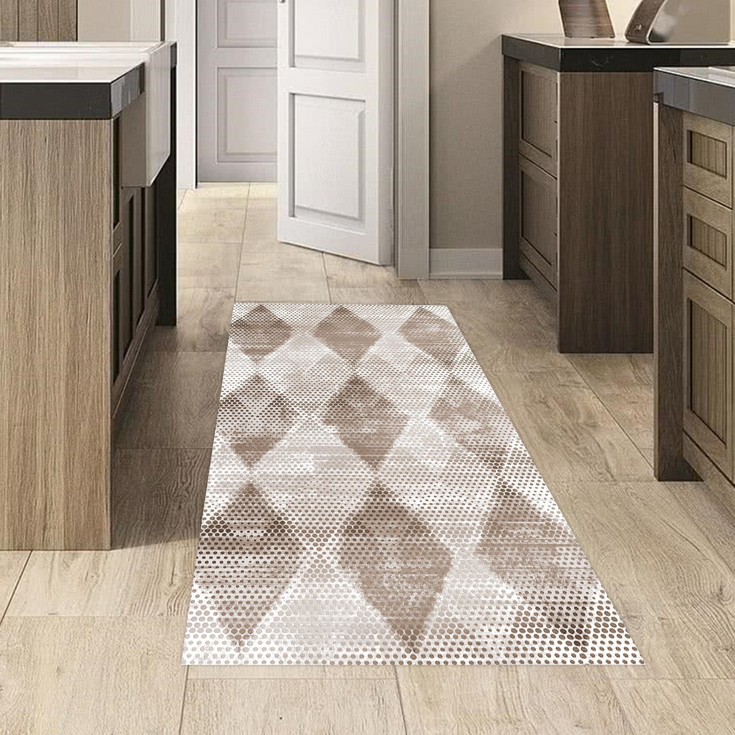 Covor F5131 - V2, 80x120 cm, forma dreptunghiulara, poliester, maro/bej