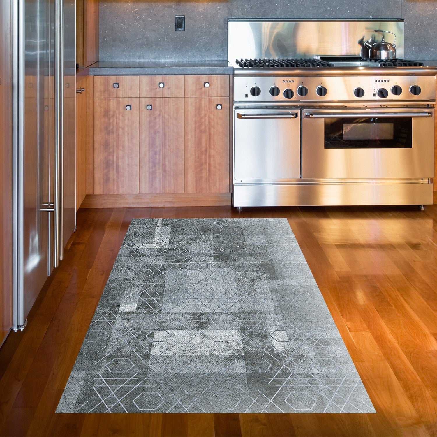 Covor F5132 - V2, 80x120 cm, forma dreptunghiulara, poliester, gri inchis