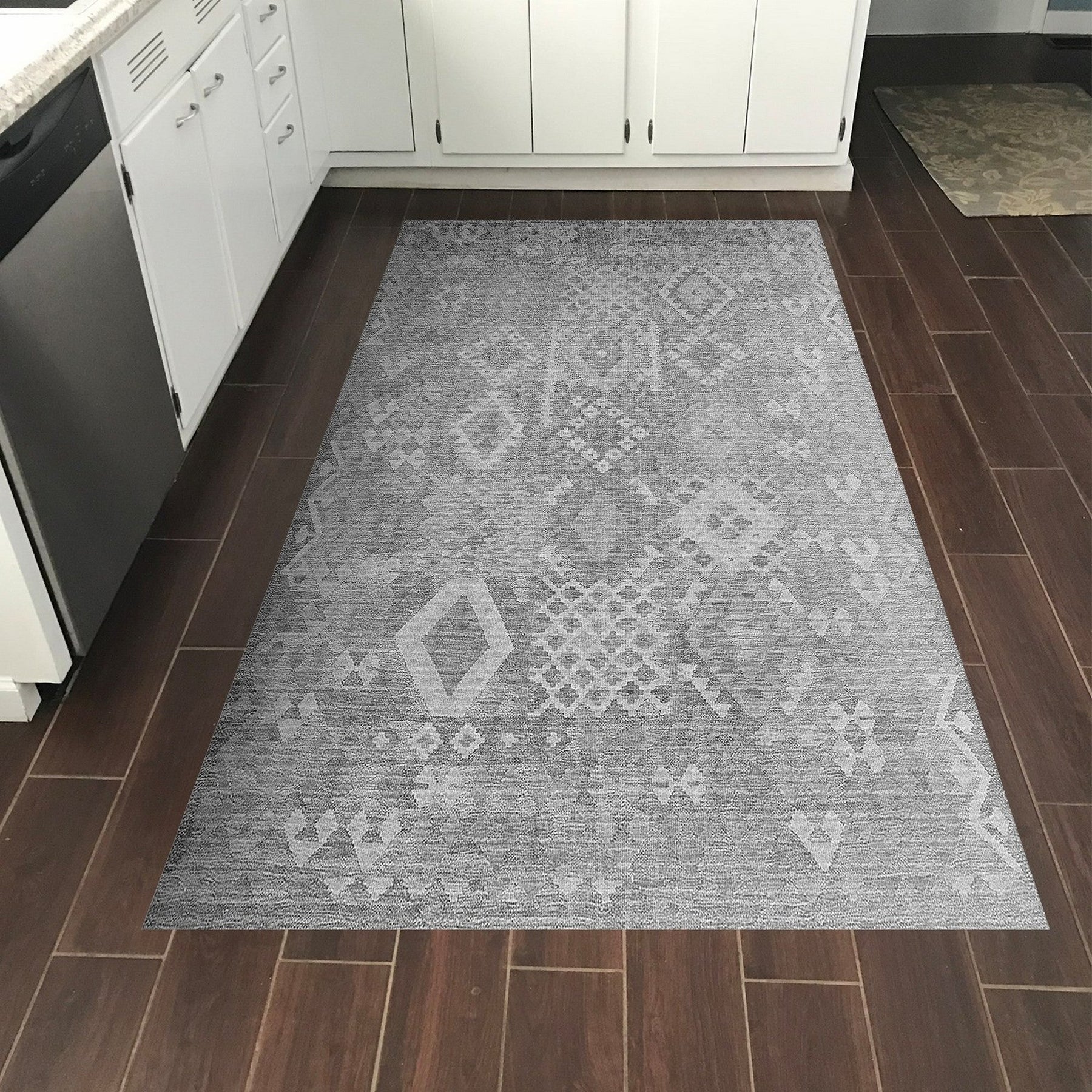 Covor F5137 - V2, 80x120 cm, forma dreptunghiulara, poliester, gri