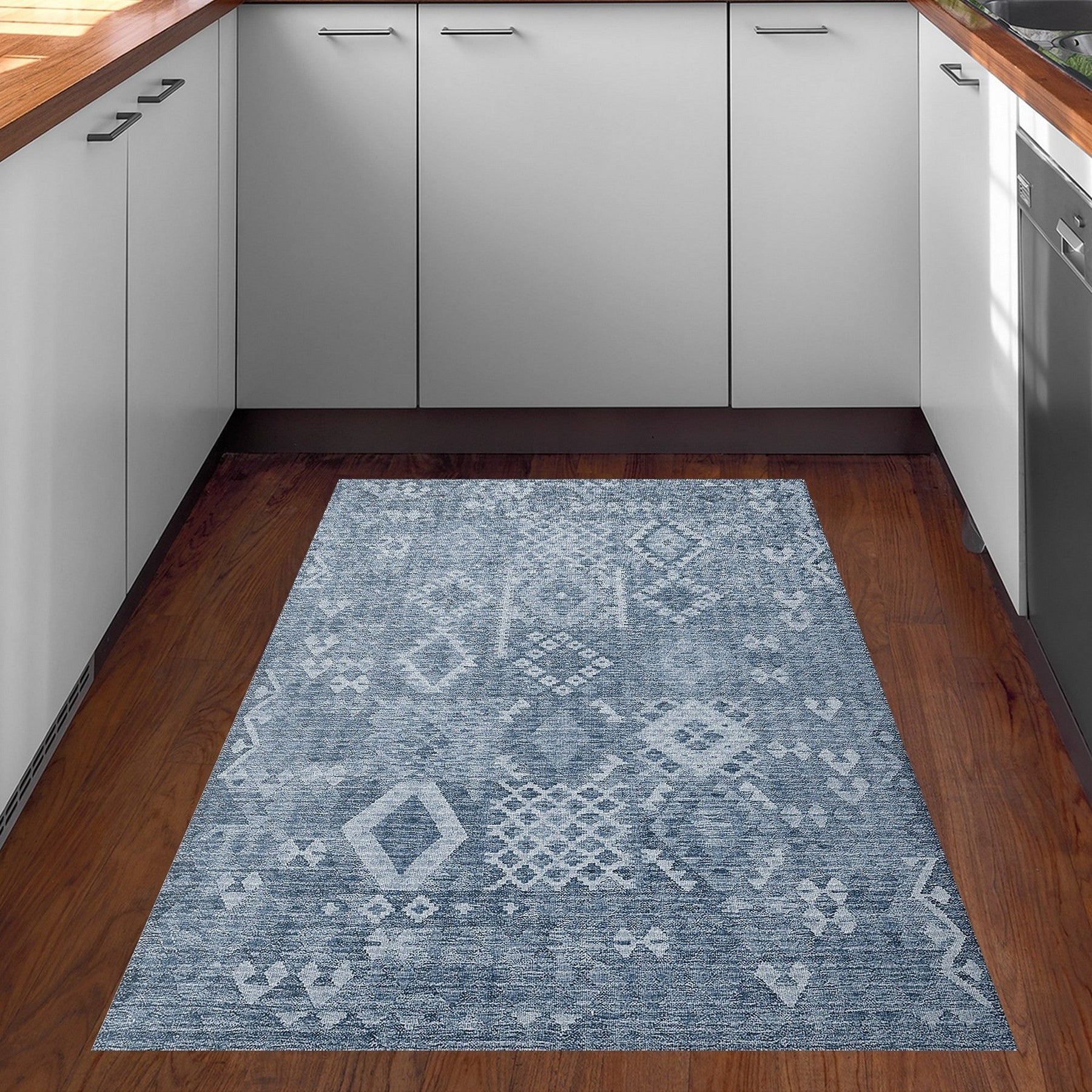Covor F5137 - V2, 80x120 cm, forma dreptunghiulara, poliester, albastru