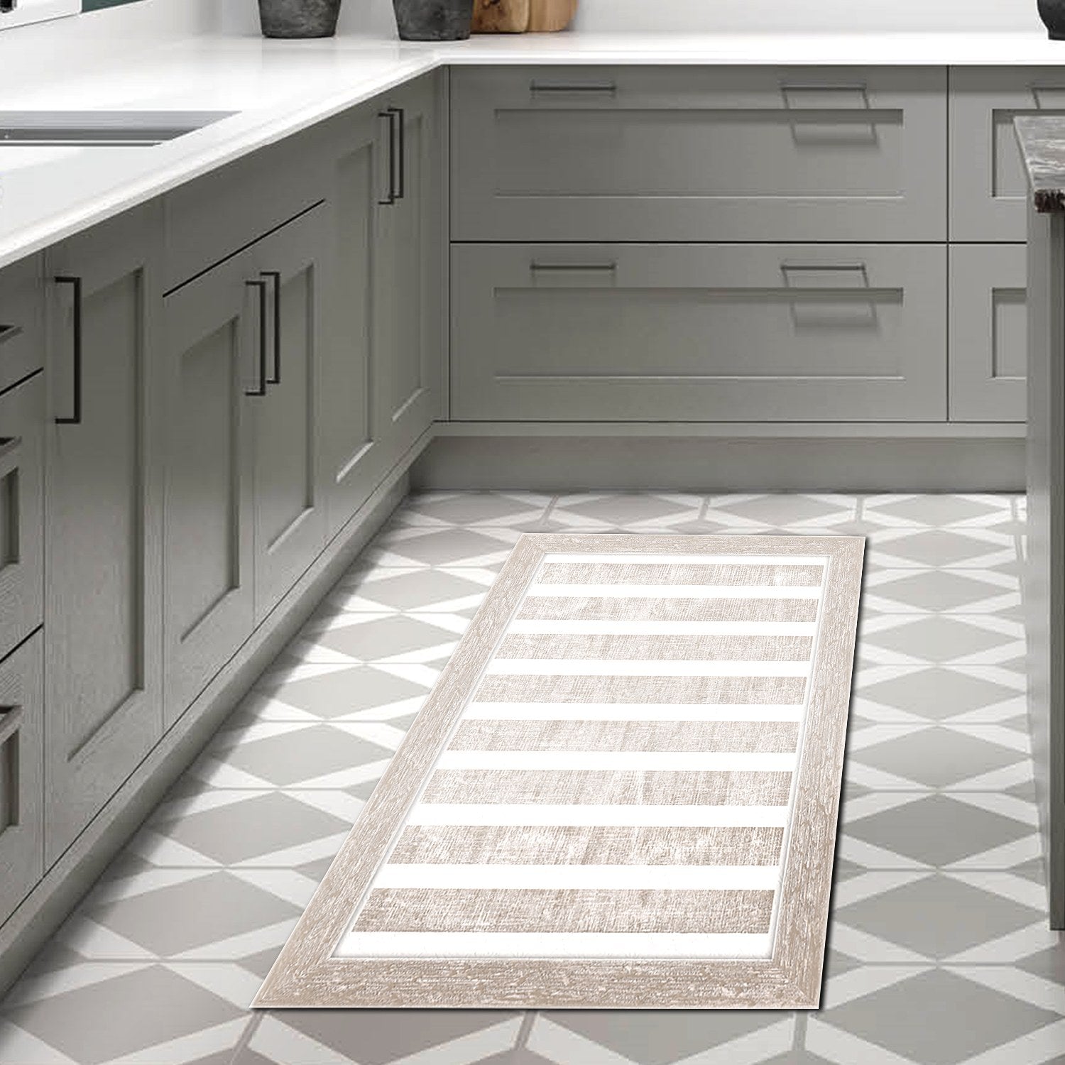 Covor 1545 - V2 , 80x120 cm, forma dreptunghiulara, poliester, bej/crem