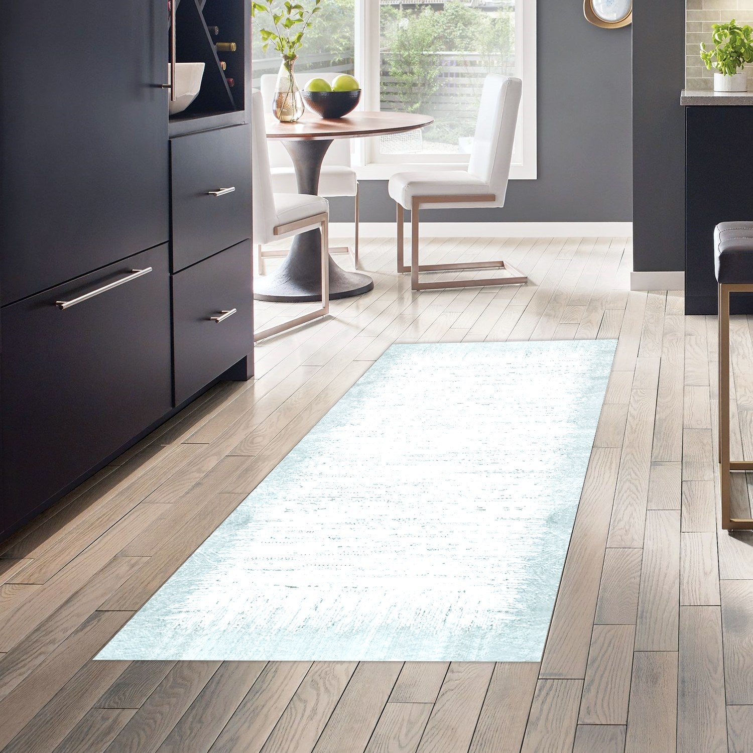 Covor 1342, 80x120 cm, forma dreptunghiulara, poliester, albastru/alb