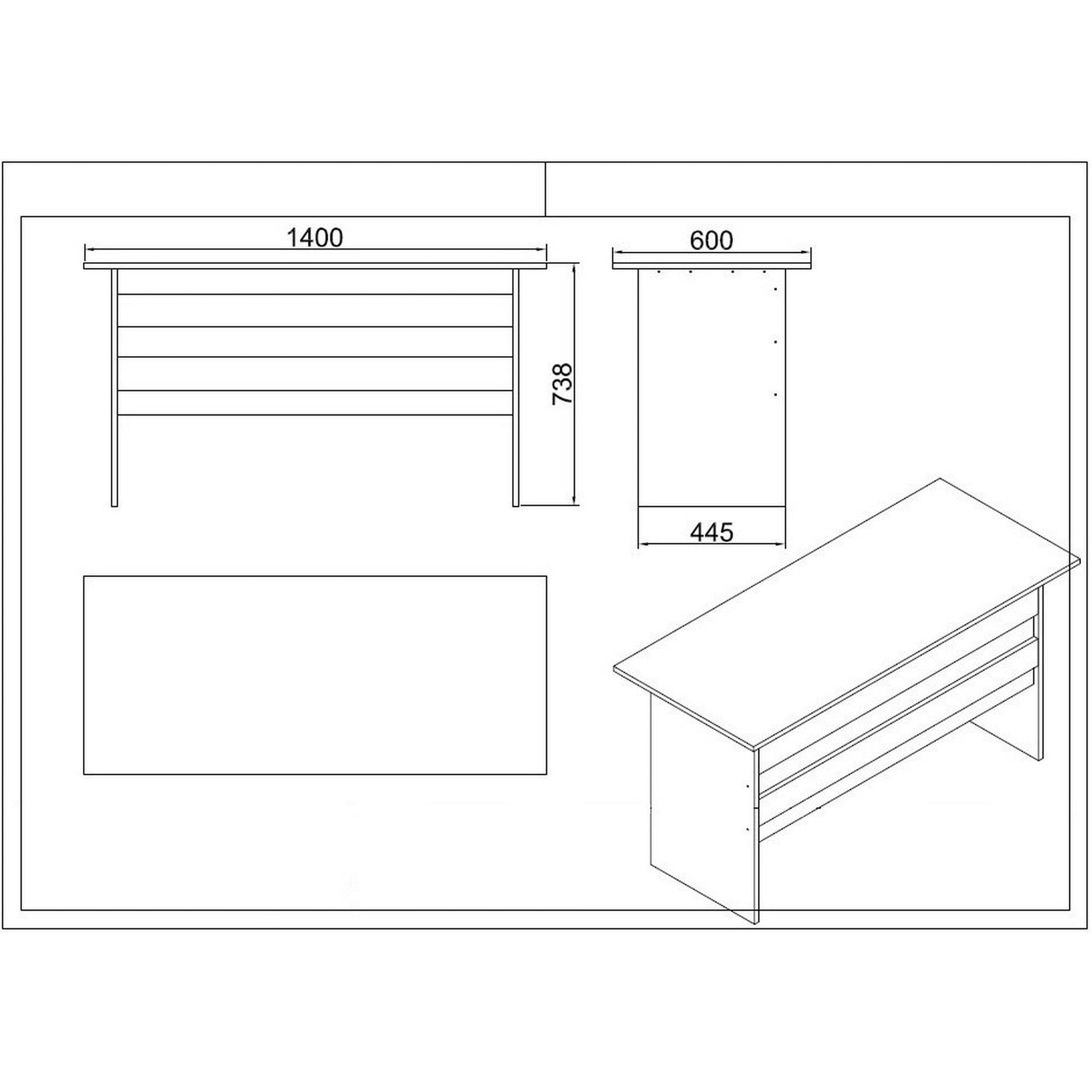 Set mobilier birou VO17 - W, 6 piese, alb, PAL melaminat